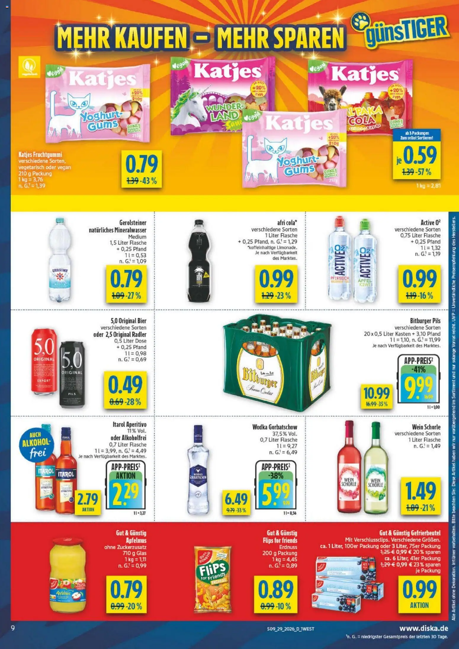 Diska - Diska Angebote Bayern KW28 – gültig ab 13.07.2026 | Seite: 9 | Produkte: Bitburger, Mineralwasser, Wodka gorbatschow, Wodka