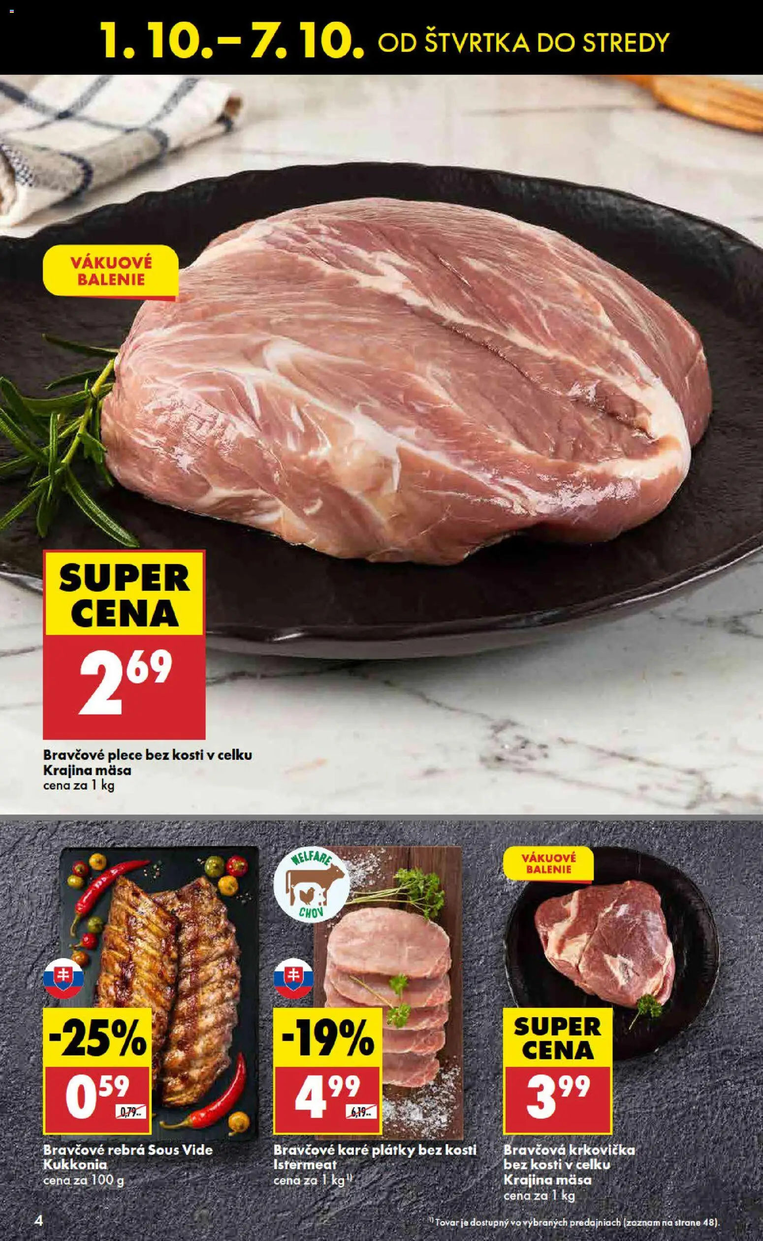 Nové Biedronka akcie – leták je platný od 01.10.2026 | Strana: 4 | Produkty: Bravčové rebrá, Bravčové plece, Krkovička, Bravčové karé
