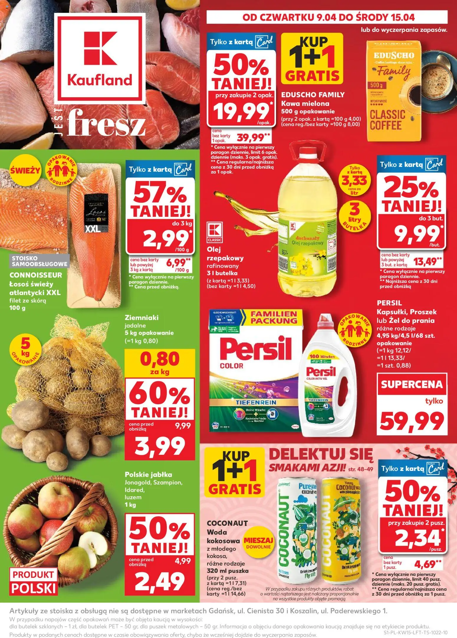 Kaufland gazetka od 09.04.2026 | Strona: 1 | Produkty: Persil, Łosoś, Jabłka, Woda