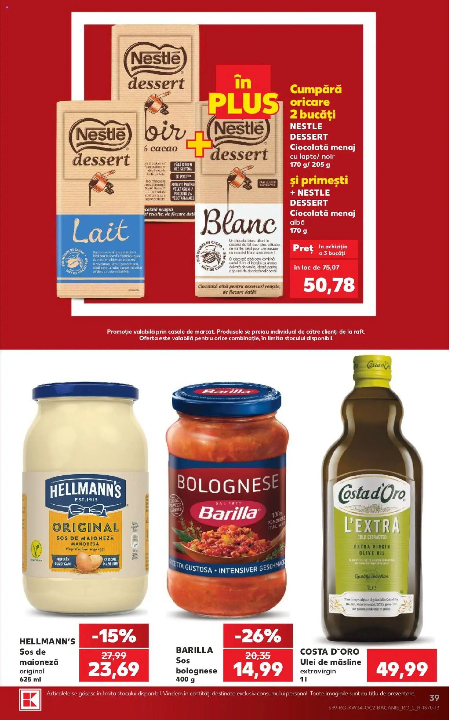 Noul catalog Kaufland – valabil de la 19.08.2026 | Pagină: 39 | Produse: Alba, Măsline, Ciocolată, Plus