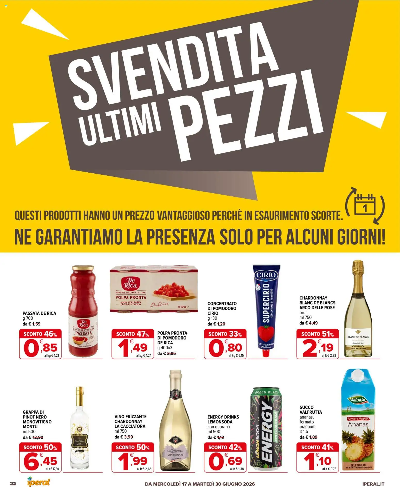 Volantino Iperal del 17.06.2026 | Pagina: 22 | Prodotti: Succo, Pomodoro, Vino, Ananas