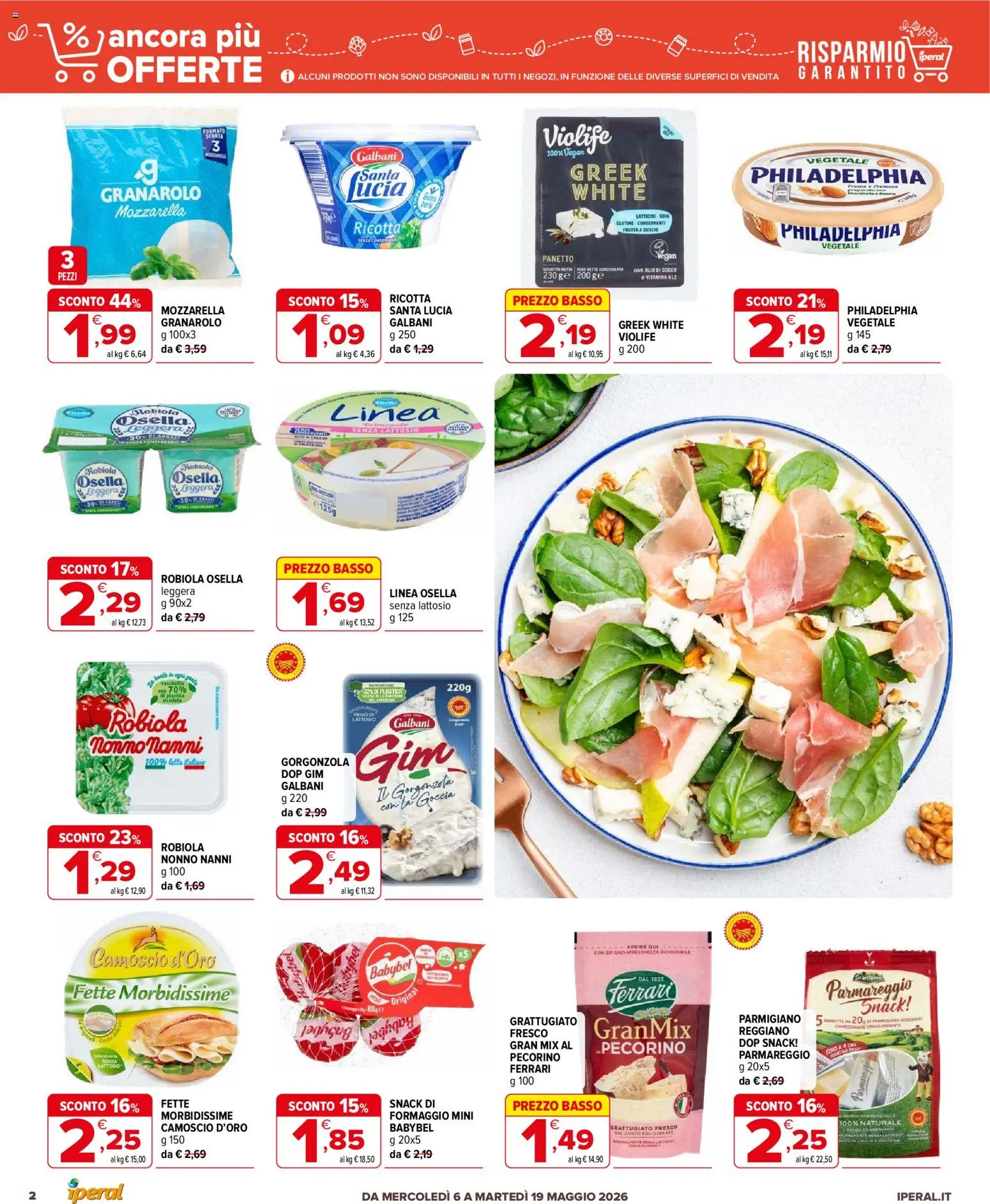 Volantino Iperal del 06.05.2026 | Pagina: 2 | Prodotti: Mozzarella, Gorgonzola, Robiola, Pecorino