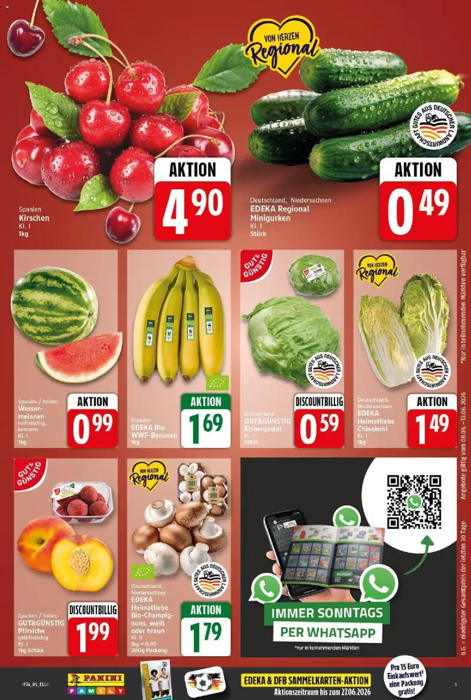 Elli Markt Prospekt Langenberg – gültig ab 08.06.2026 | Seite: 5 | Produkte: Eisbergsalat, Kirschen, Wasser, Chinakohl
