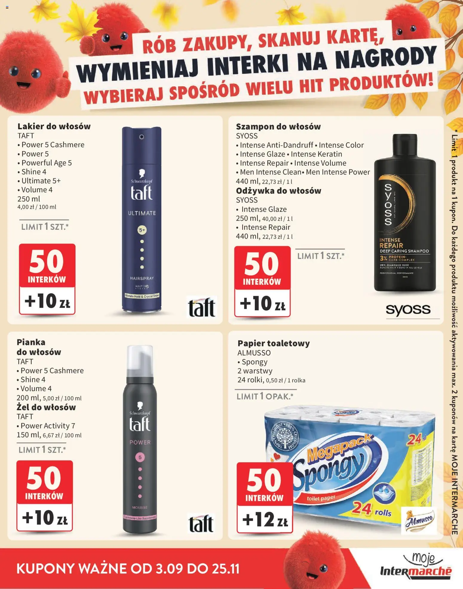 Intermarche gazetka - Interki od 03.09.2026 | Strona: 29 | Produkty: Papier toaletowy, Szampon do włosów, Odżywka, Odżywka do włosów