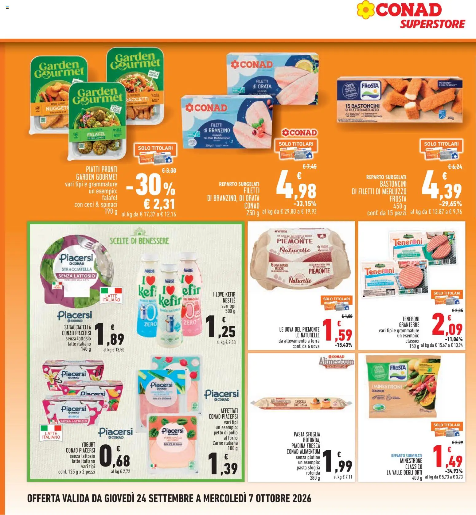 Volantino Conad del 24/09/2026 | Pagina: 14 | Prodotti: Minestrone, Merluzzo, Carne, Stracciatella