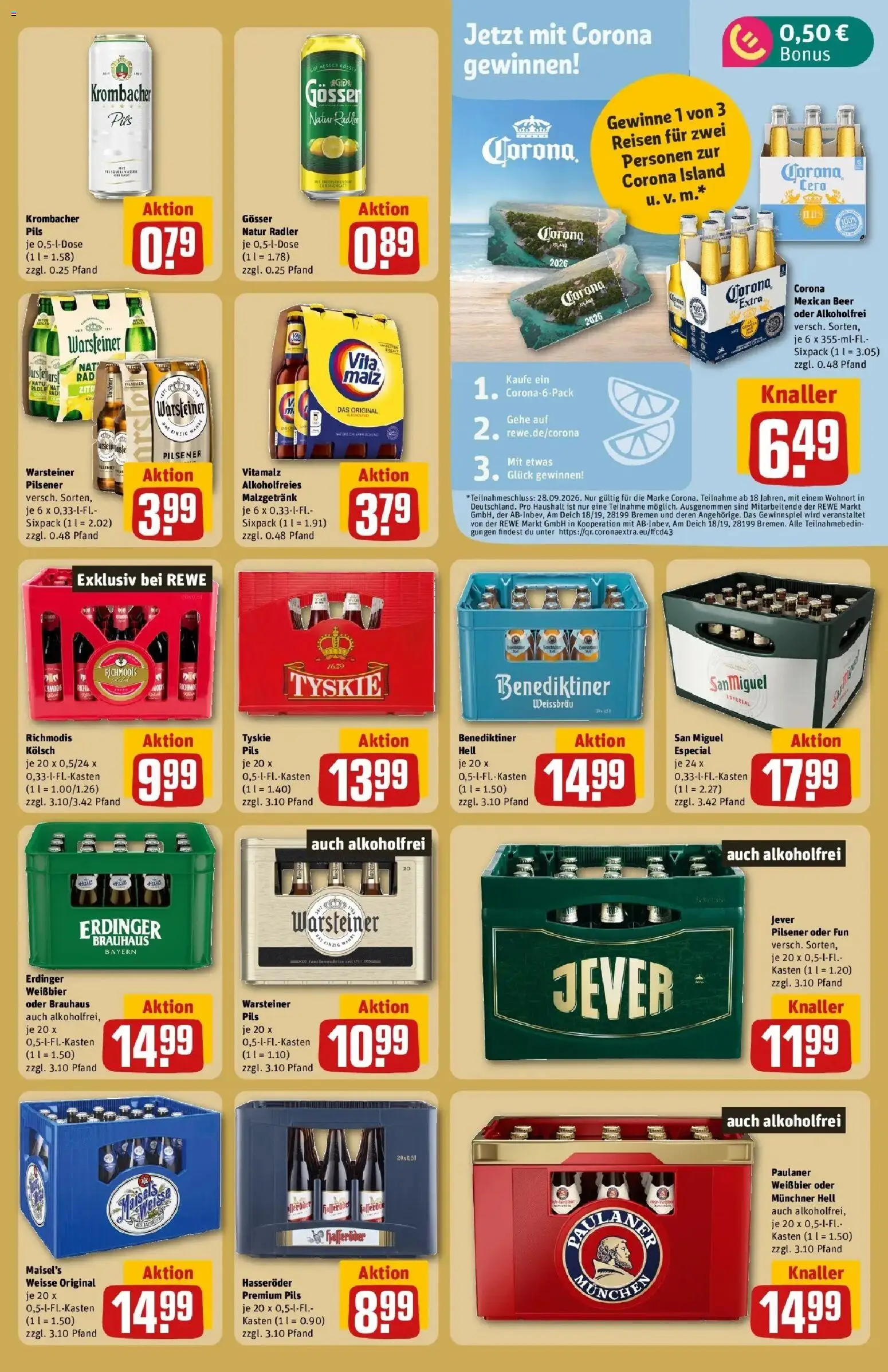 Rewe Prospekt Bonn / Beuel – gültig ab 27.07.2026 | Seite: 23 | Produkte: Erdinger, Pils, Warsteiner, Krombacher