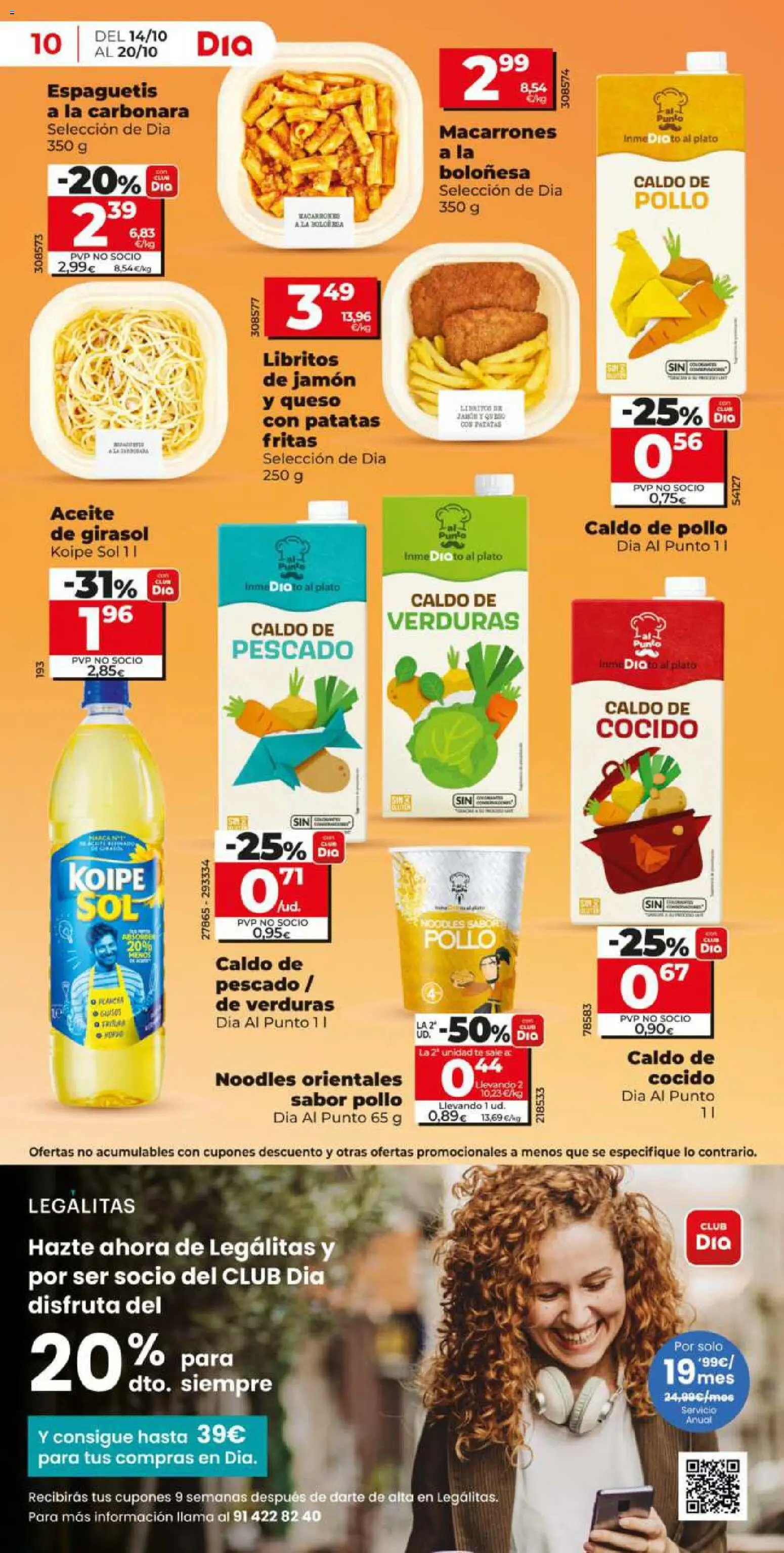 Dia - folleto │ válido desde el 14/10/2026 | Página: 10 | Productos: Caldo de pollo, Jamón, Pasta, Aceite de girasol