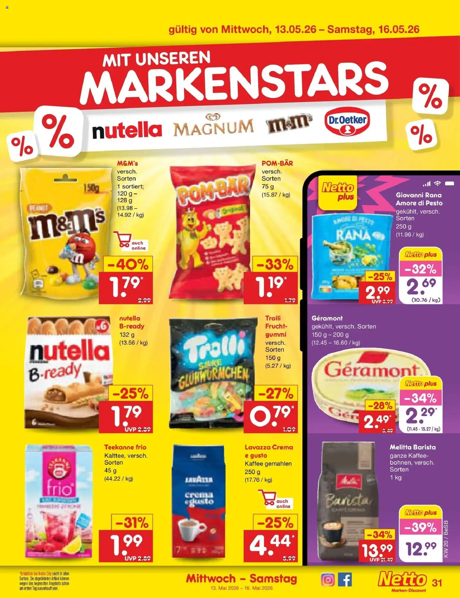 Netto Marken-Discount Prospekt Kremmen	 – gültig ab 10.05.2026 | Seite: 40 | Produkte: Melitta, Kaffee, Nutella, Teekanne