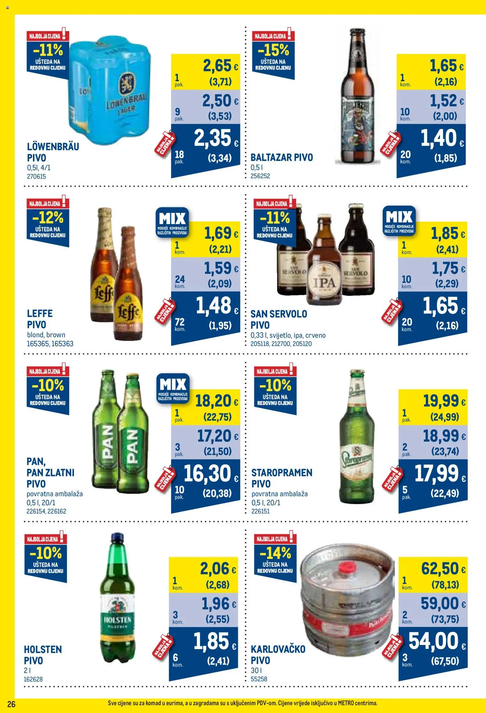 Metro katalog | vrijedi od 02.11.2026 | Stranica: 26 | Proizvodi: Staropramen, Karlovačko, Pivo, Pan