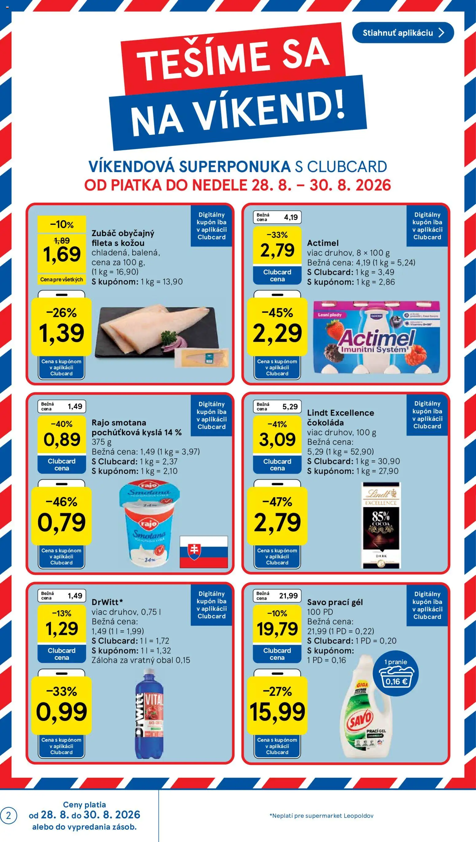 Nové Tesco akcie – leták je platný od 26.08.2026 | Strana: 2 | Produkty: Smotana, Lindt, Savo, Čokoláda