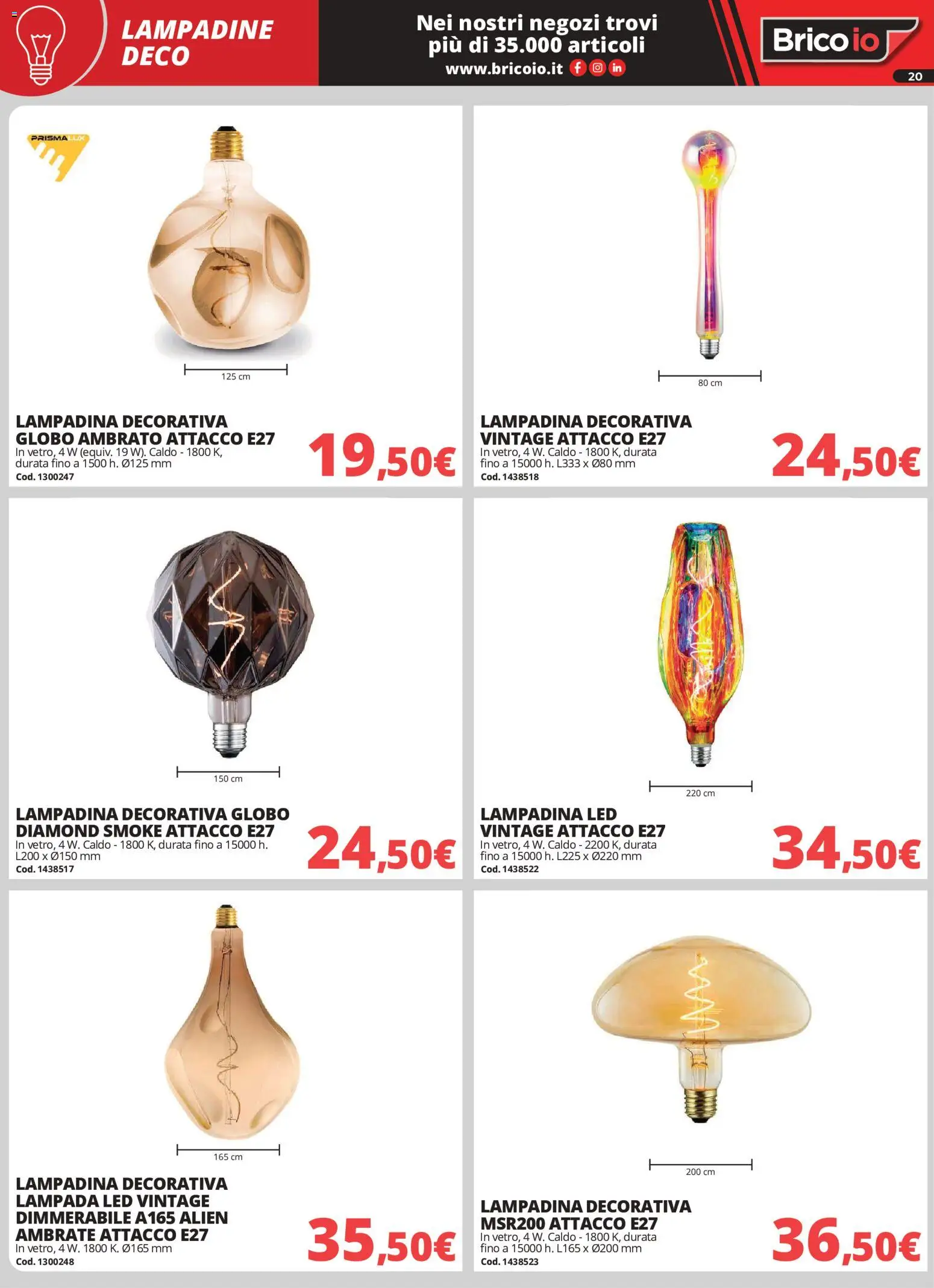 Volantino Brico io del 01/10/2026 | Pagina: 20 | Prodotti: Lampada, Lampadine