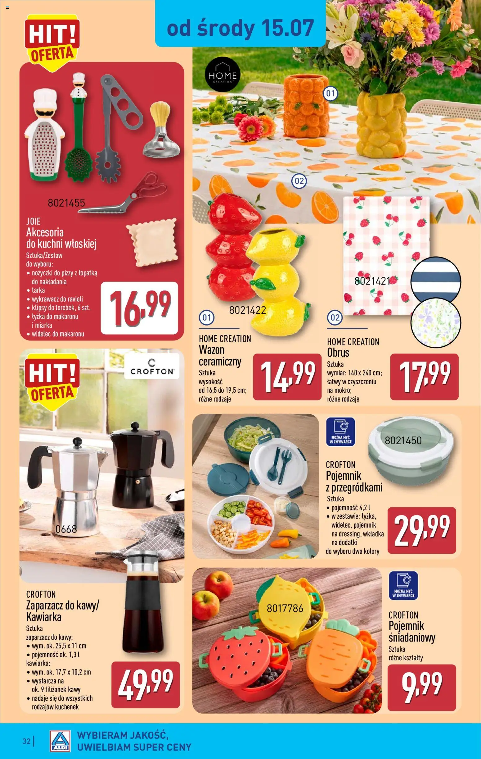 Aldi gazetka od 13.07.2026 | Strona: 32 | Produkty: Wazon, Kawiarka