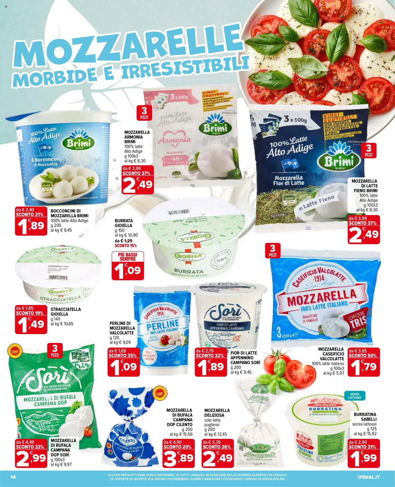 Volantino Iperal del 20.05.2026 | Pagina: 14 | Prodotti: Sale, Mozzarella, Latte, Stracciatella