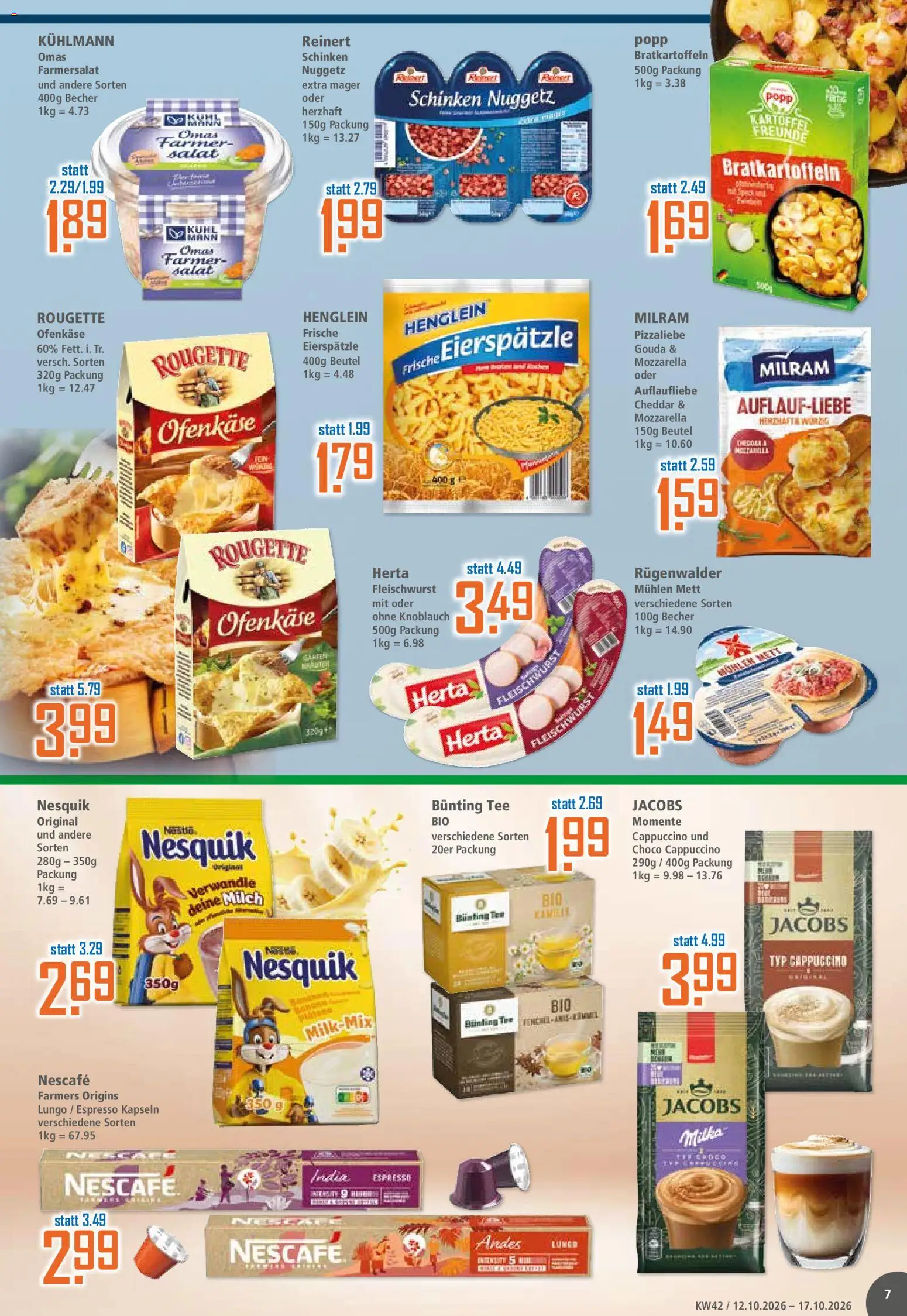 Klaas & Kock Prospekt – gültig ab 12.10.2026 | Seite: 7 | Produkte: Nescafe, Gouda, Knoblauch, Schinken