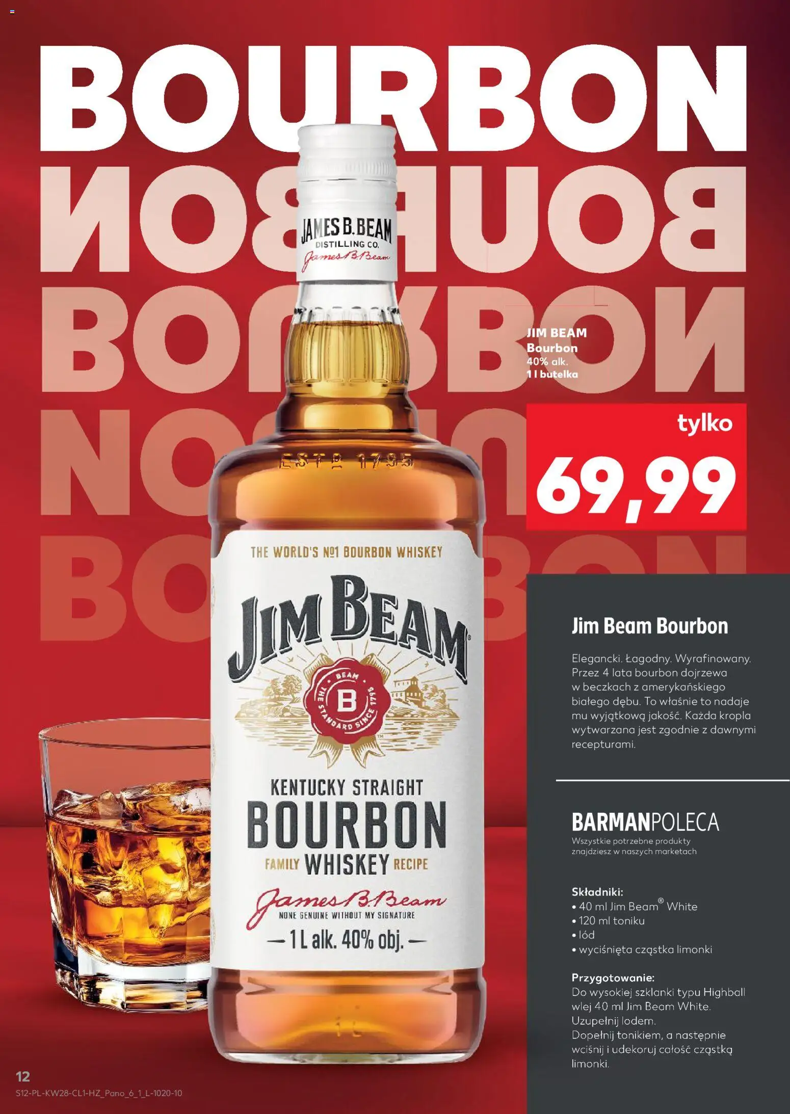 Kaufland Polsko leták - Barek od 09.07.2026 | Strana: 12 | Produkty: Whiskey, Jim Beam, Bourbon