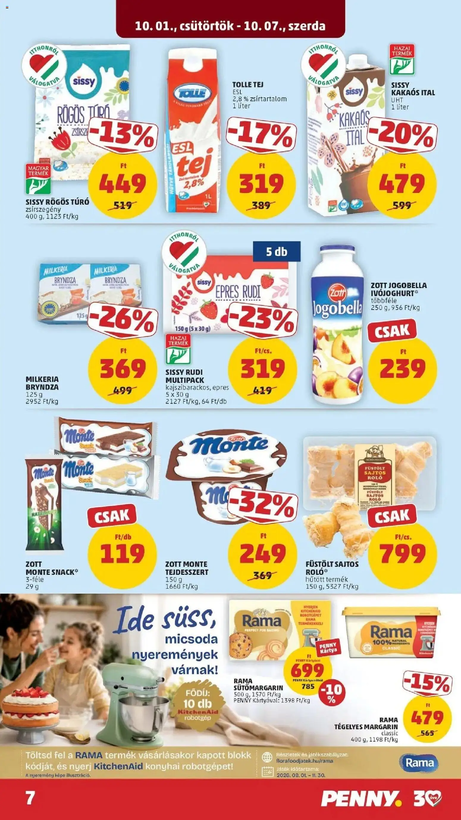 PENNY aktuális akciós újság: 2026.09.30.-tól lapozható | Oldal: 7 | Termékek: Cottage cheese, Bryndza, Roló, Túró
