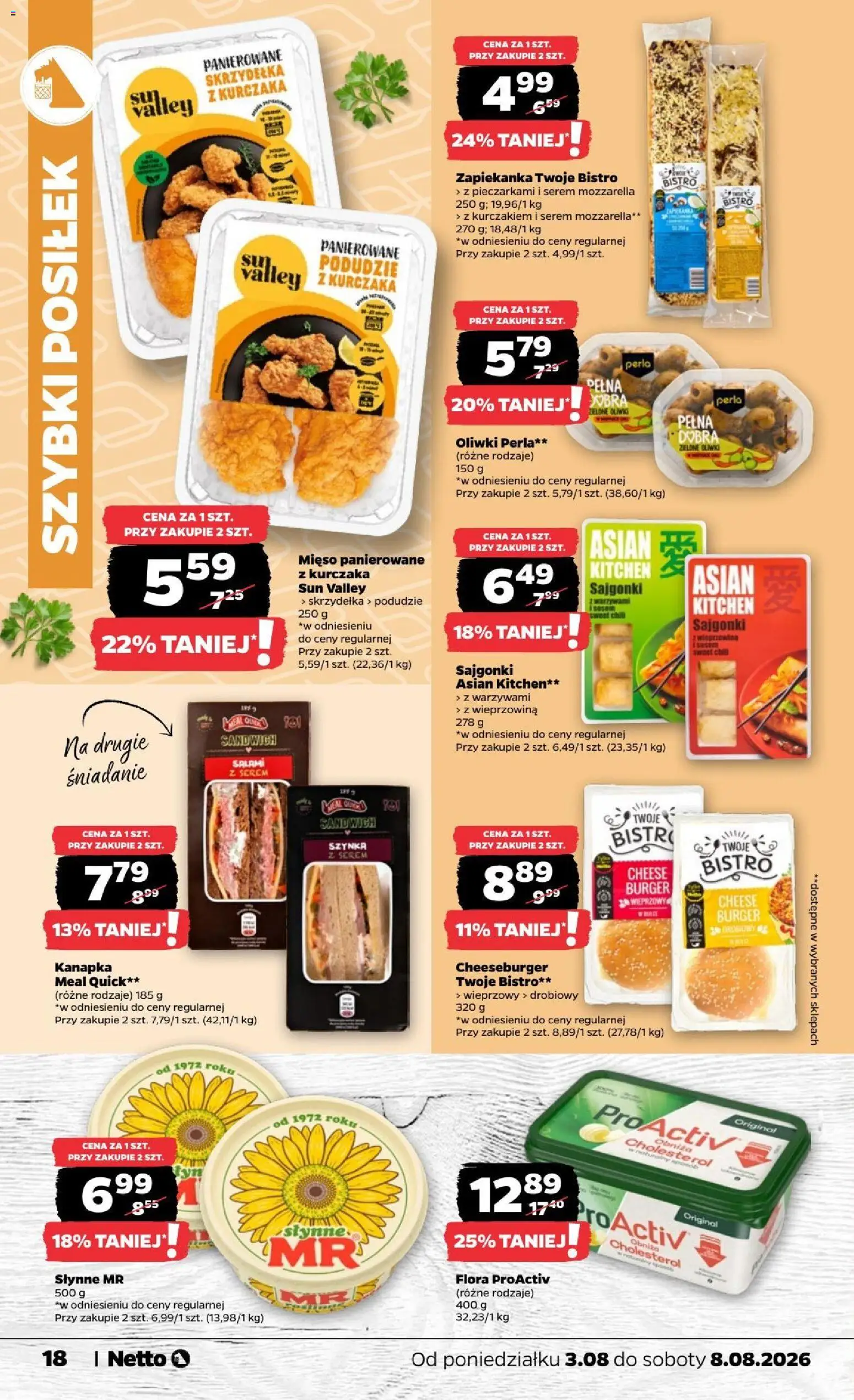 Netto gazetka od poniedziałku od 03.08.2026 | Strona: 18 | Produkty: Zapiekanka, Sandwich, Mozzarella, Cheeseburger