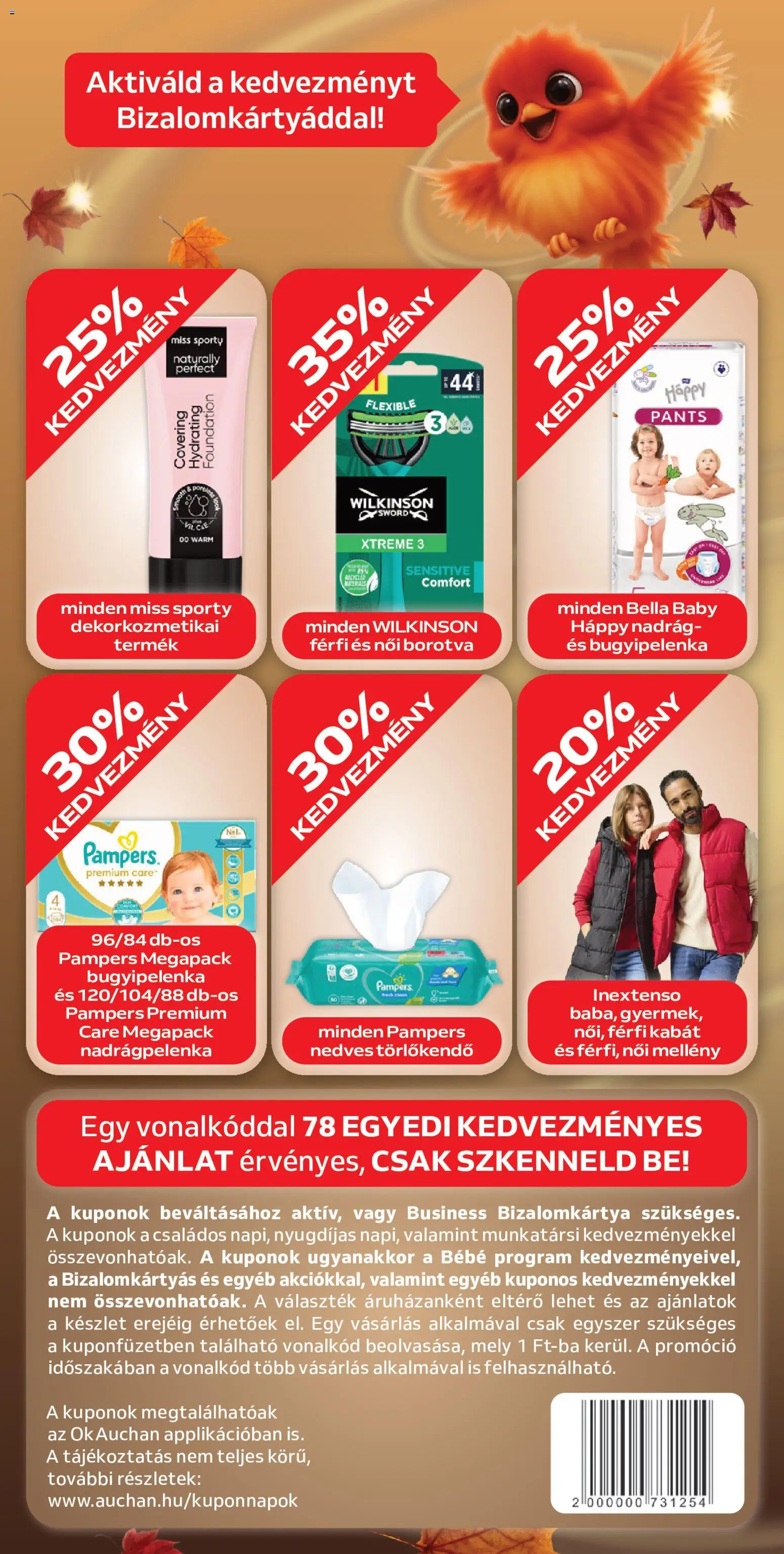 Auchan akciós ujság - amely érvényes a következő dátumtól: 2026.10.01. | Oldal: 6 | Termékek: Törlőkendő, Női kabát, Borotva, Nedves törlőkendő