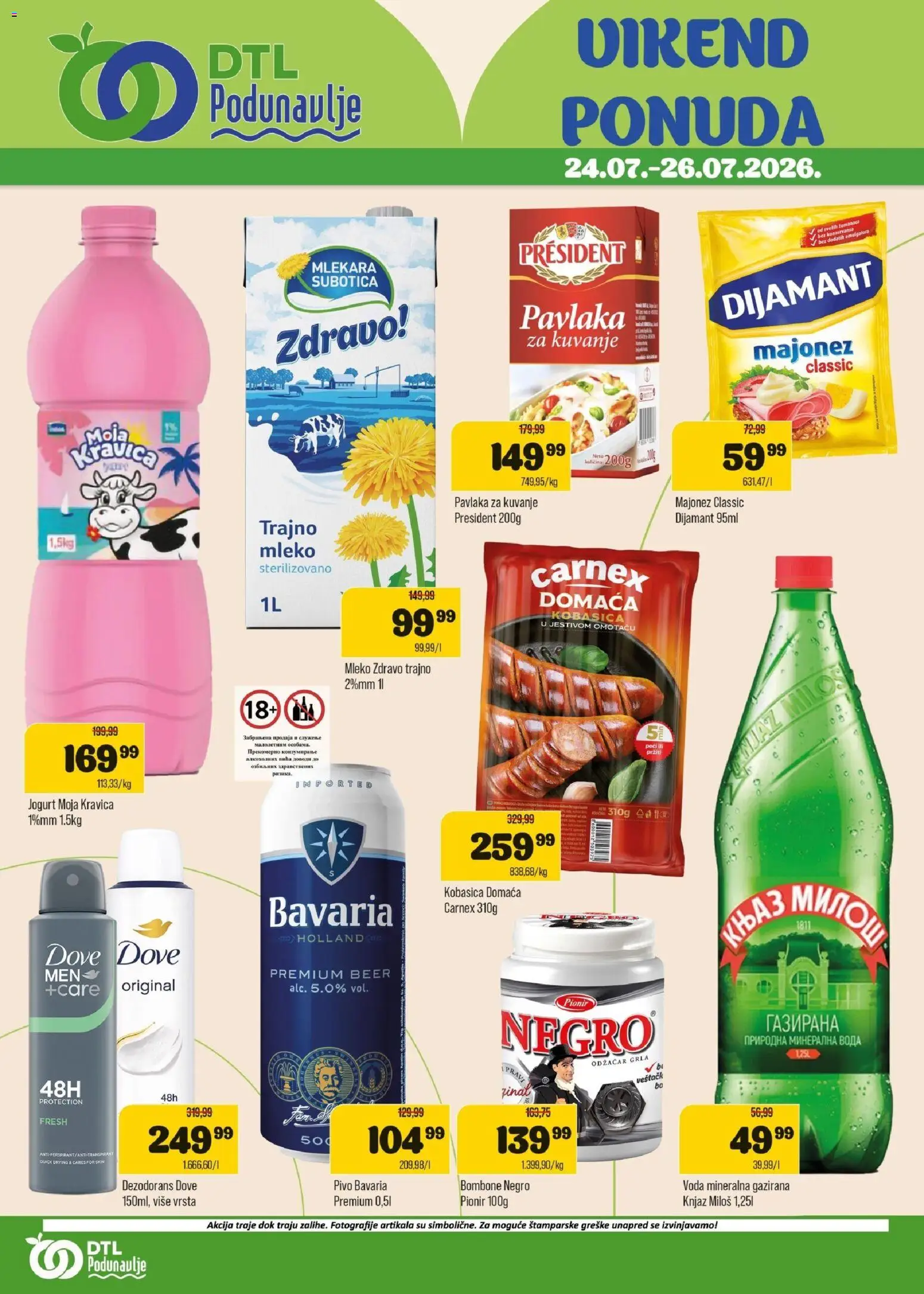 Podunavlje katalog - važi od 24.07.2026 | Strana: 1 | Proizvode: Majonez, Moja kravica, Voda, Mleko