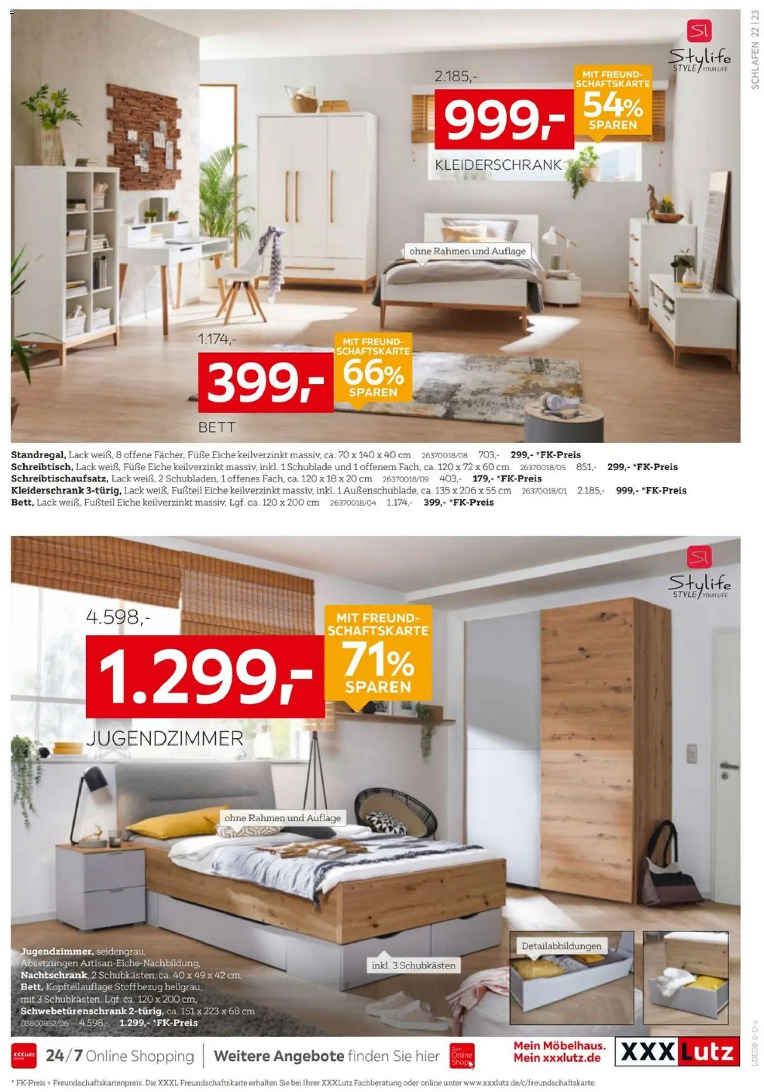 XXXLutz Schlafen Spezial – gültig ab 25.07.2026 | Seite: 23 | Produkte: Bett, Kleiderschrank, Schwebetürenschrank