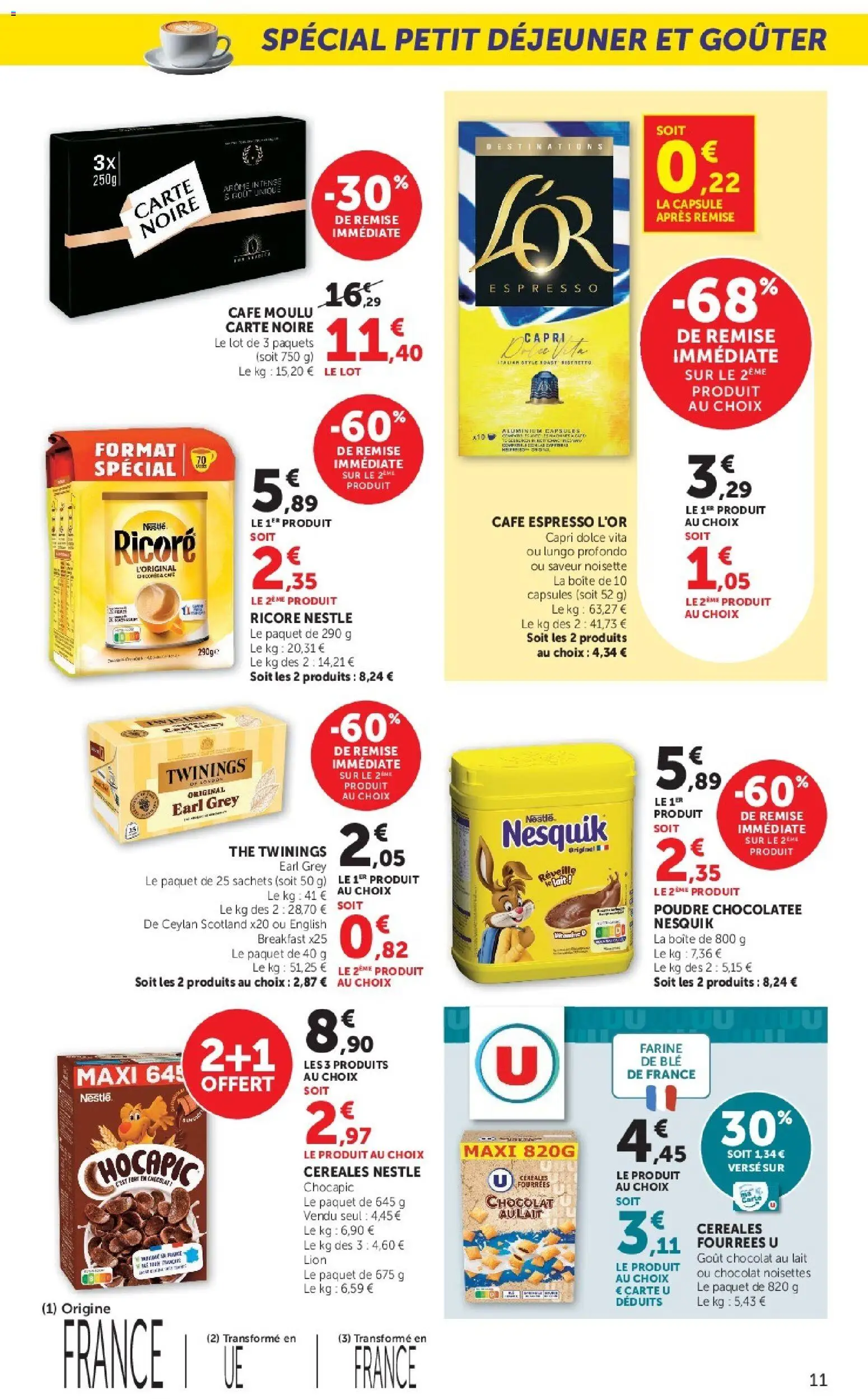 {H1} | Page: 11 | Produits: Noisette, Capsules, Ricoré, Céréales