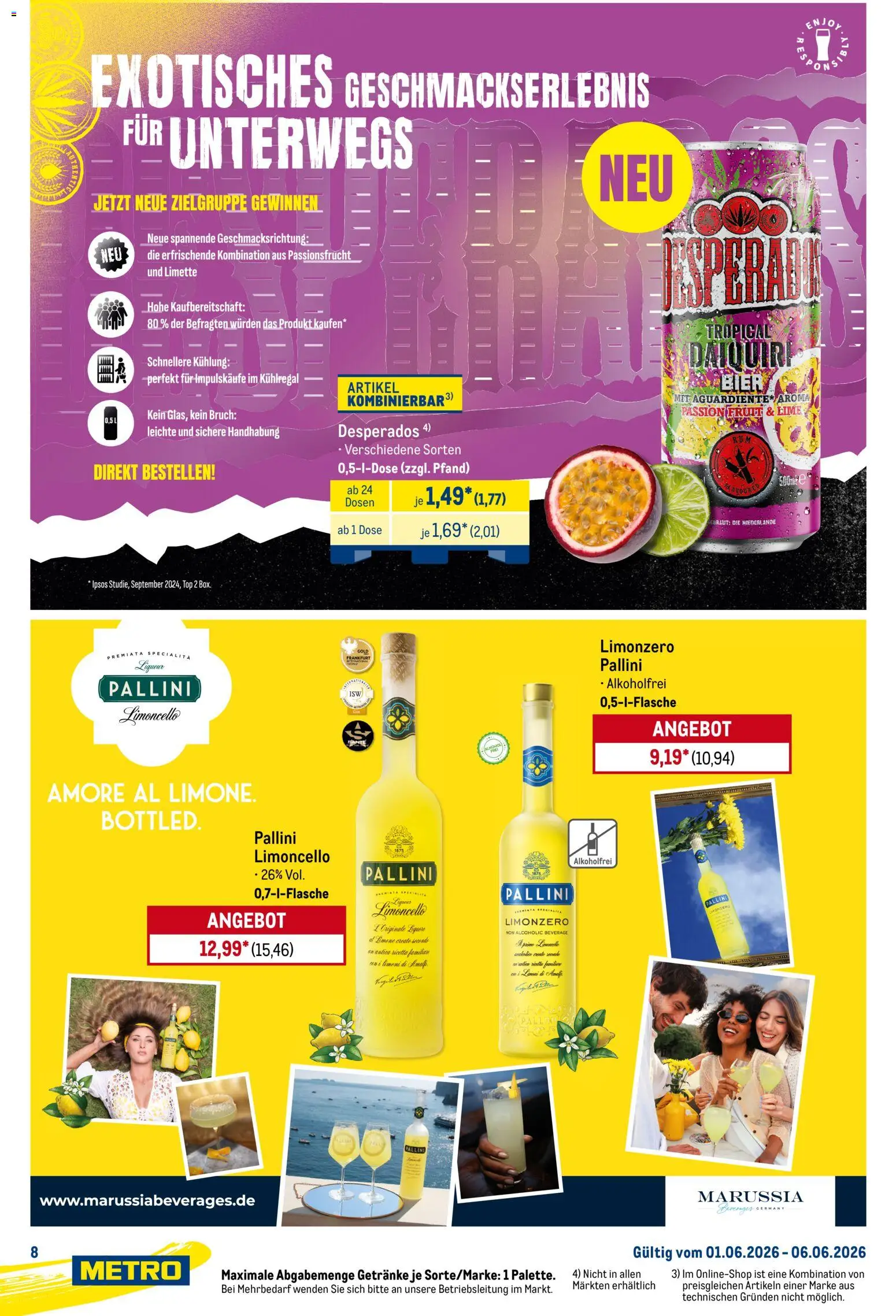 Metro Starke Marken – gültig ab 01.06.2026 | Seite: 8 | Produkte: Top, Bier, Desperados, Limette