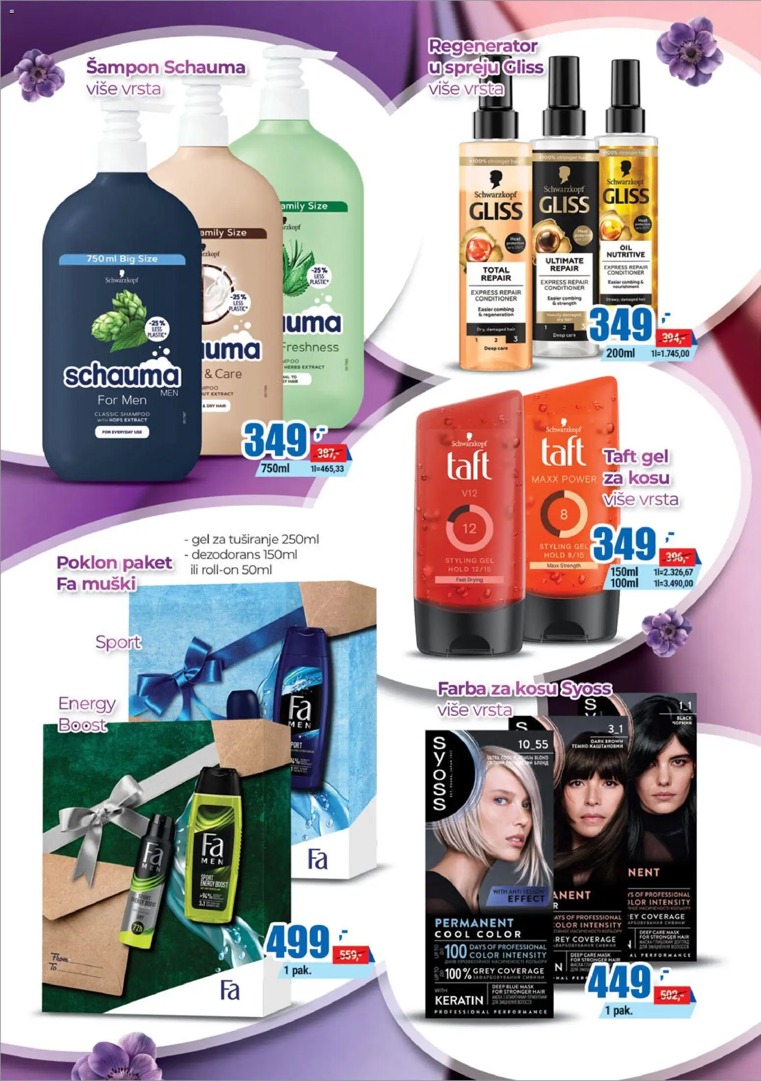 Trnava Promet katalog - važi od 02.04.2026 | Strana: 25 | Proizvode: Syoss, Šampon, Farba za kosu, Dezodorans