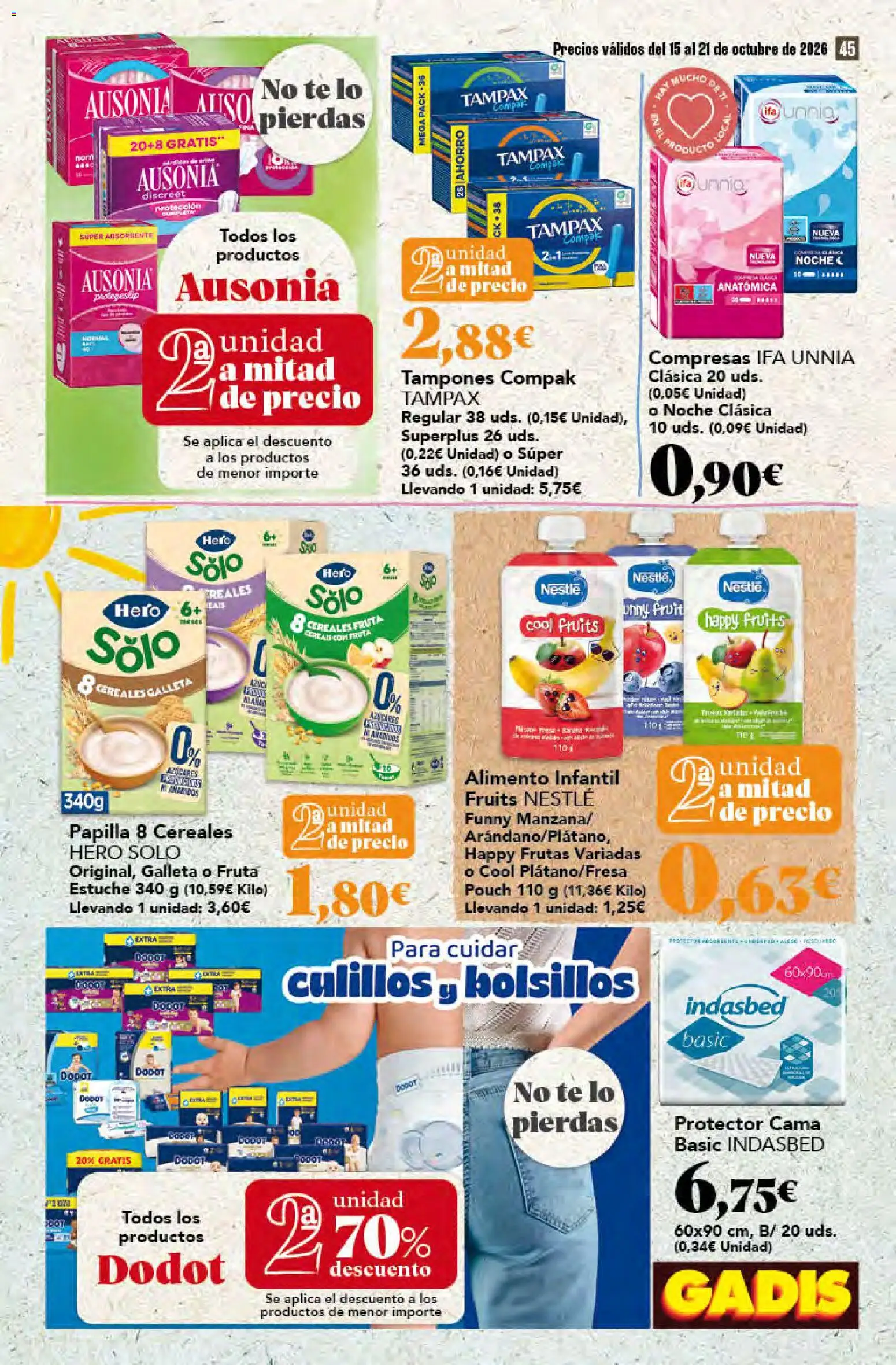 Gadis - folleto │ válido desde el 15/10/2026 | Página: 45 | Productos: Tampones, Fruta, Té, Cama