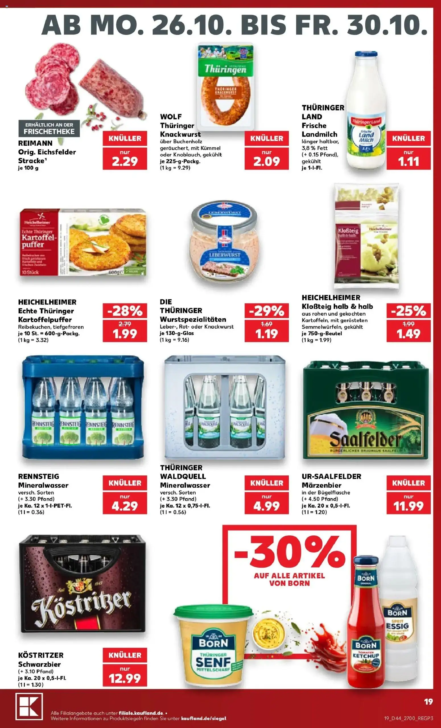 Prospekt Kaufland ab 26.10.2026 » Angebote Online zum Blättern | Seite: 31 | Produkte: Milch, Essig, Mineralwasser, Ketchup
