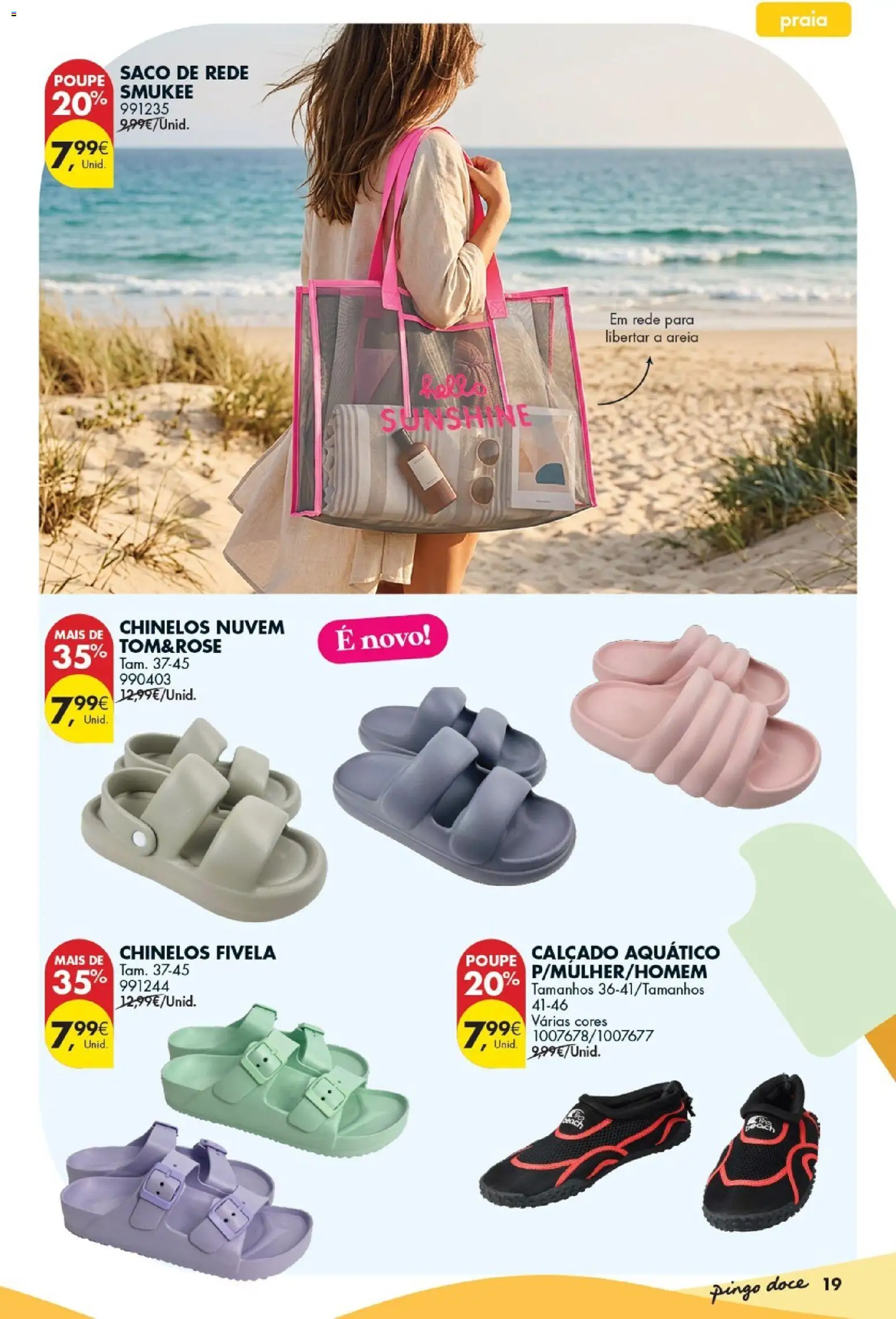 Pingo Doce Bazar Verão │ válido de 09.06.2026 | Página: 19 | Produtos: Chinelos, Areia