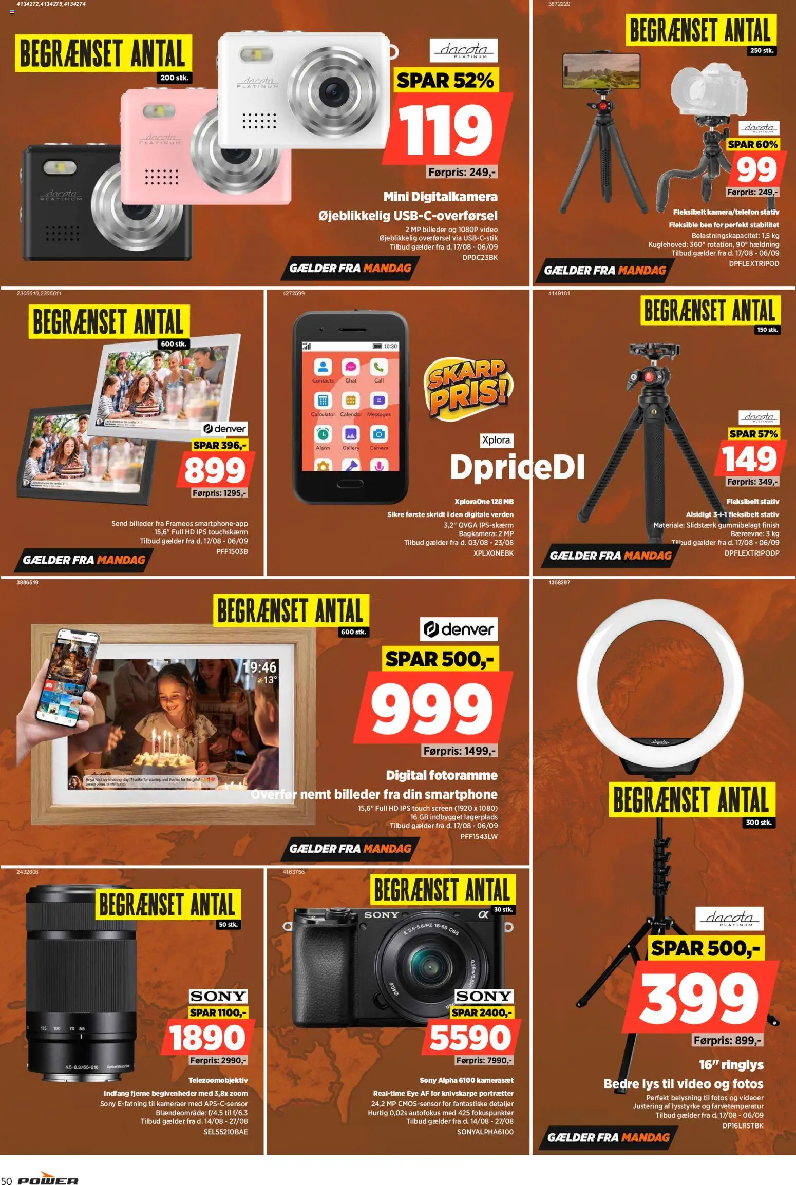Power tilbudsavis – gyldig fra 14/08/2026 | Side: 50 | Produkter: Digital Fotoramme, Smartphone, Video, Kameraer