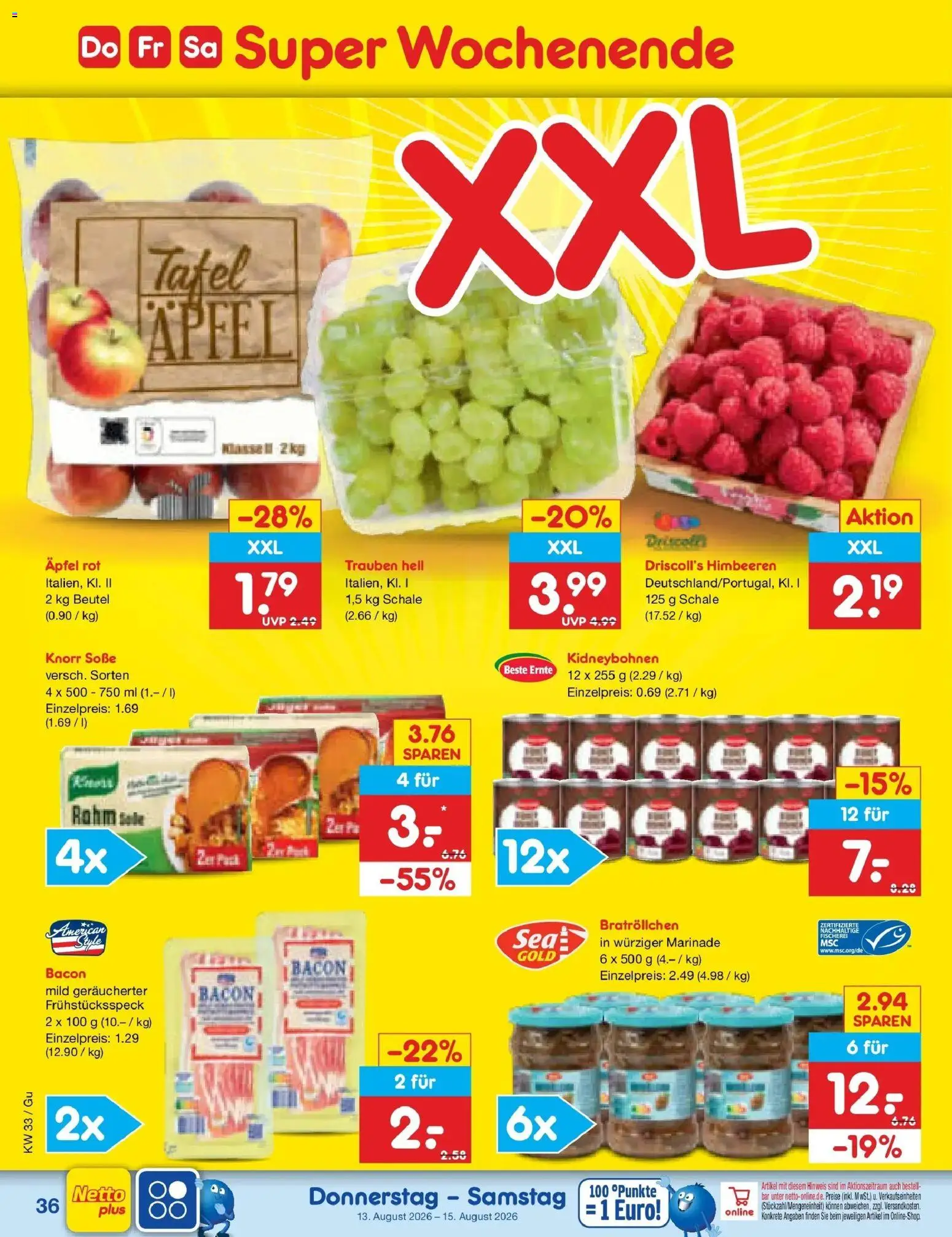 Netto Marken-Discount Prospekt Augustusburg (ab 10.08.2026) » Angebote | Seite: 50 | Produkte: Himbeeren, Trauben, Äpfel, Knorr