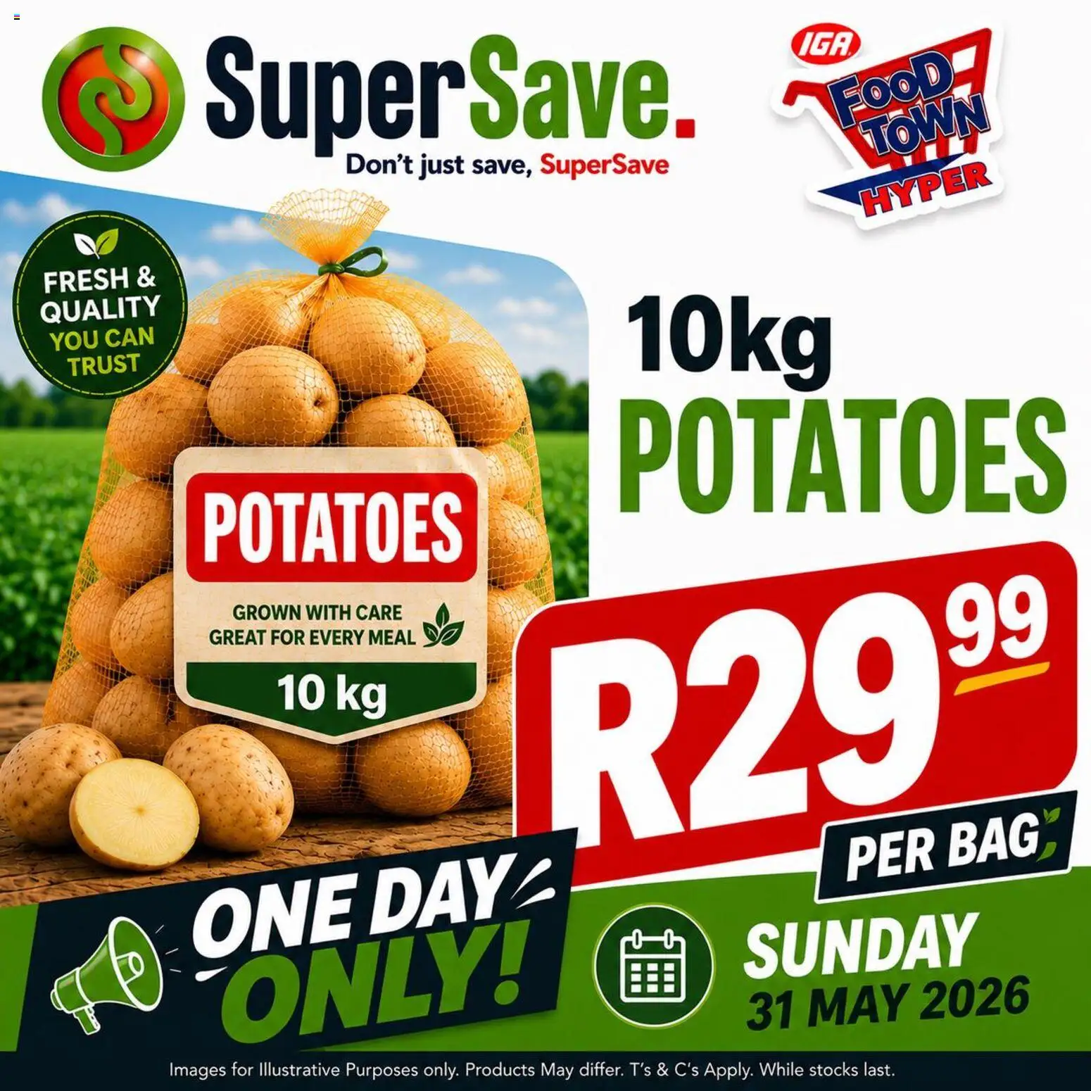New Super Save catalogue – valid from 31.05.2026 | Page: 1 | Products: Bag, Potatoes