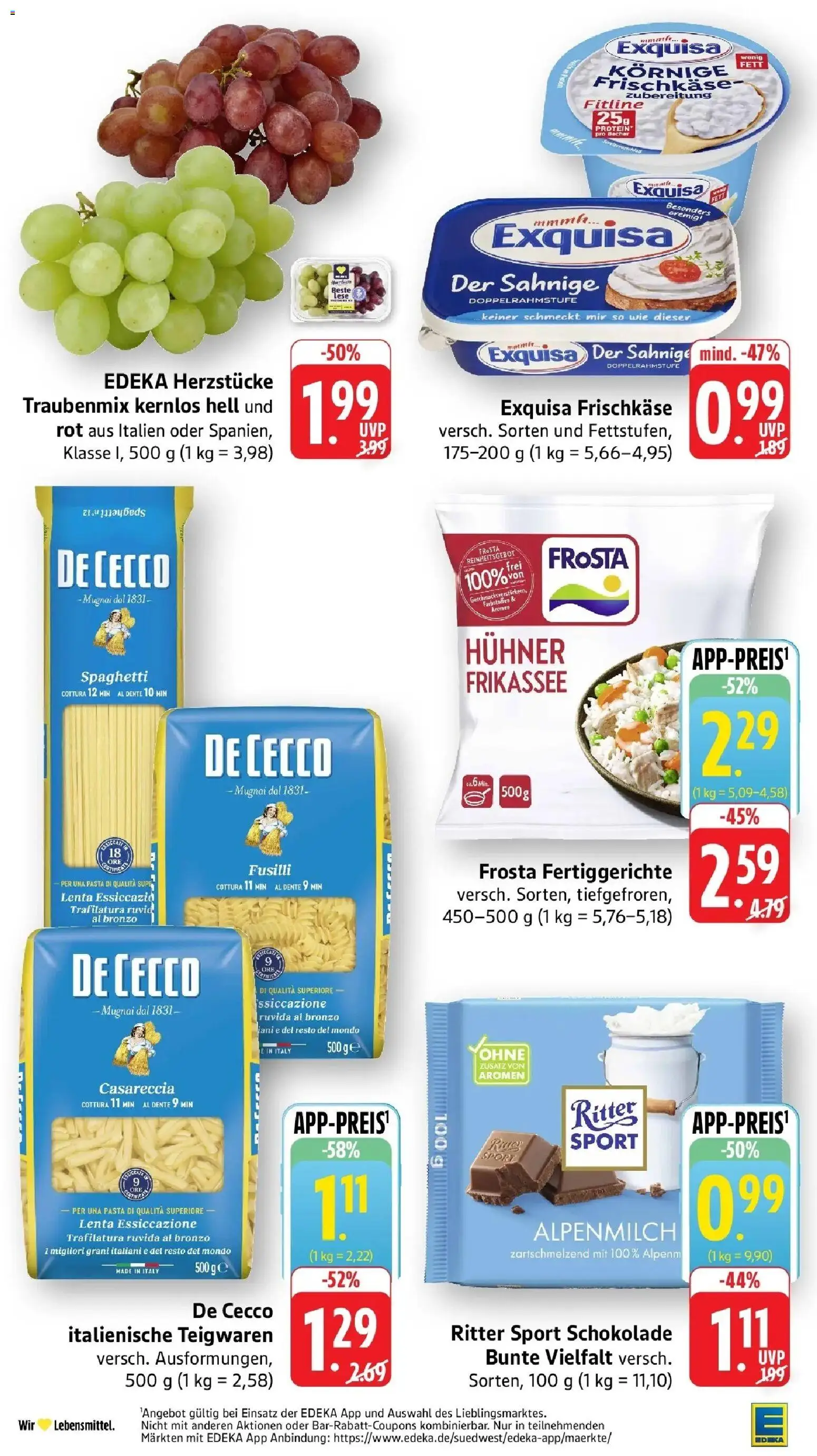 Edeka Prospekt Mutterstadt (ab 05.10.2026) » Angebote Online | Seite: 6 | Produkte: Spaghetti, Exquisa frischkase, Frosta, Exquisa