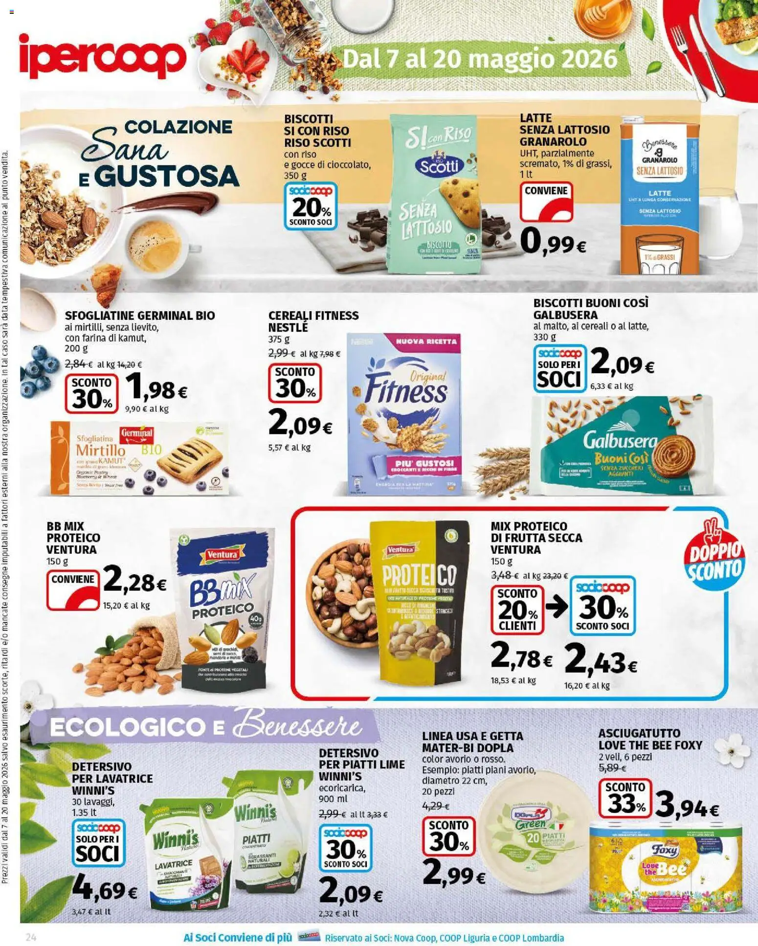 Volantino Ipercoop del 07.05.2026 | Pagina: 24 | Prodotti: Detersivo per piatti, Biscotti, Frutta, Farina