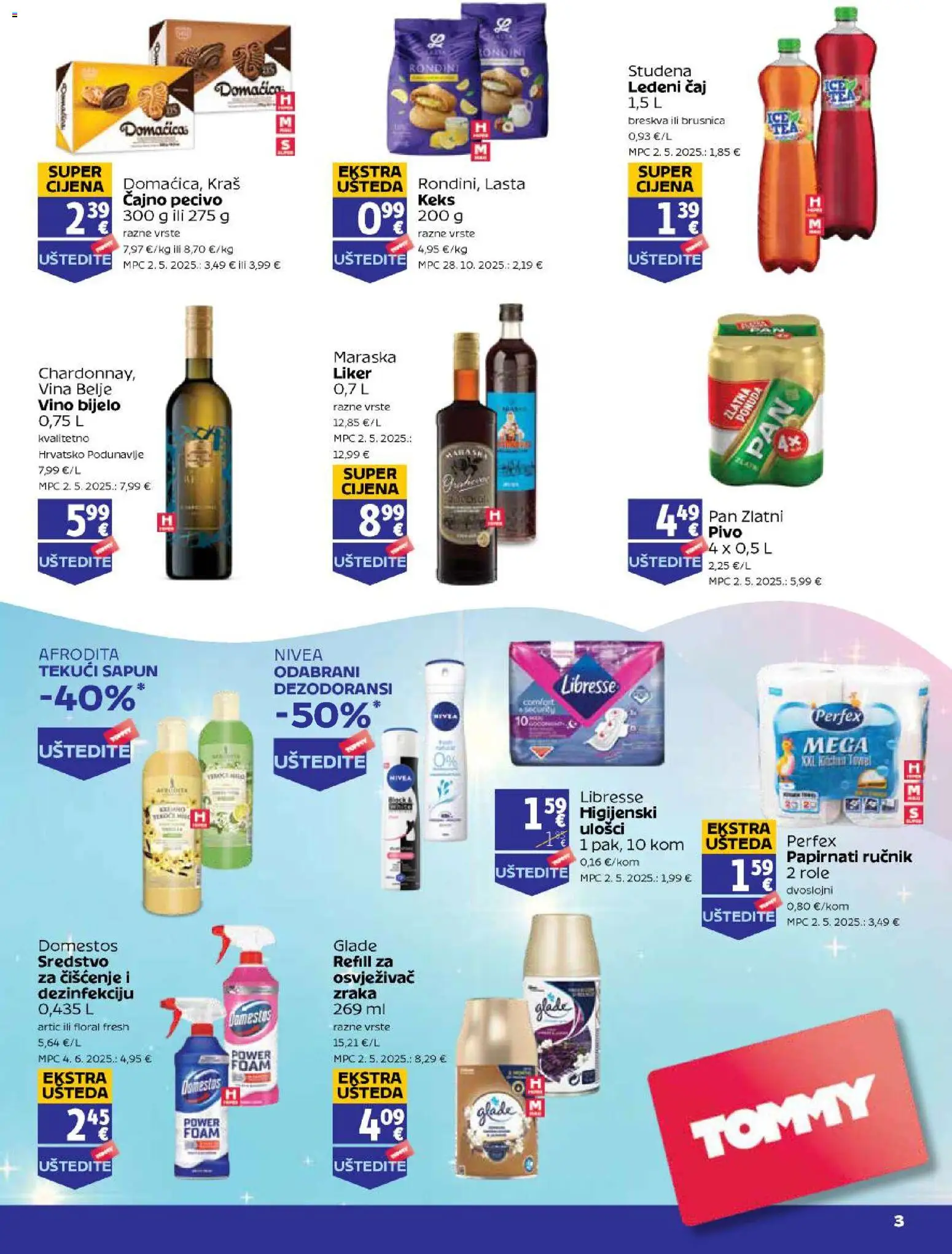 Tommy katalog | vrijedi od 20.08.2026 | Stranica: 3 | Proizvodi: Role, Ledeni čaj, Čaj, Domestos