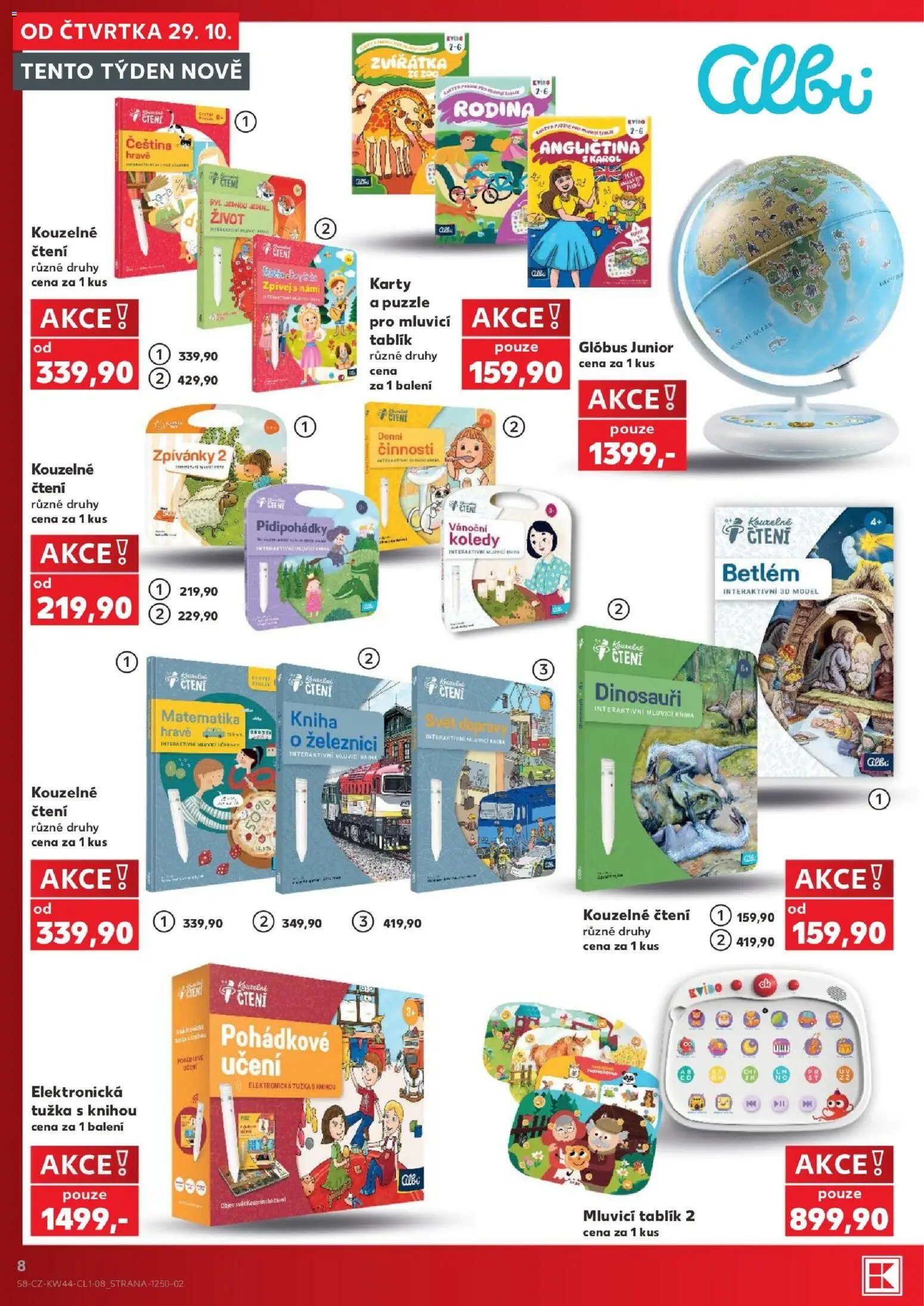 Kaufland leták - Kolín od 29.10.2026 | Strana: 8 | Produkty: Globus, Dinosauři, Karty, Tužka