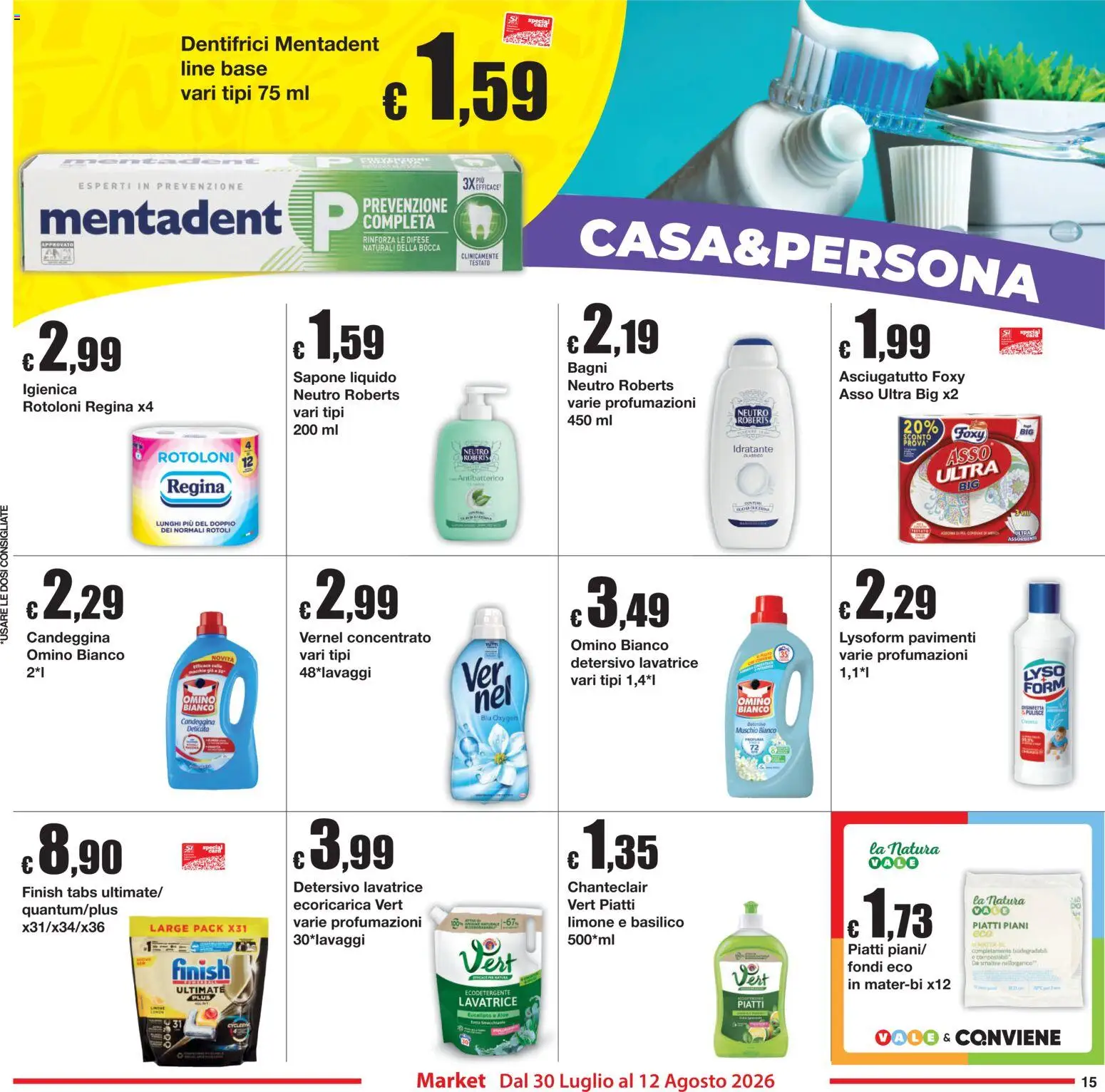 Volantino Sì con Te del 30/07/2026 | Pagina: 15 | Prodotti: Sapone, Candeggina, Limone, Asciugatutto