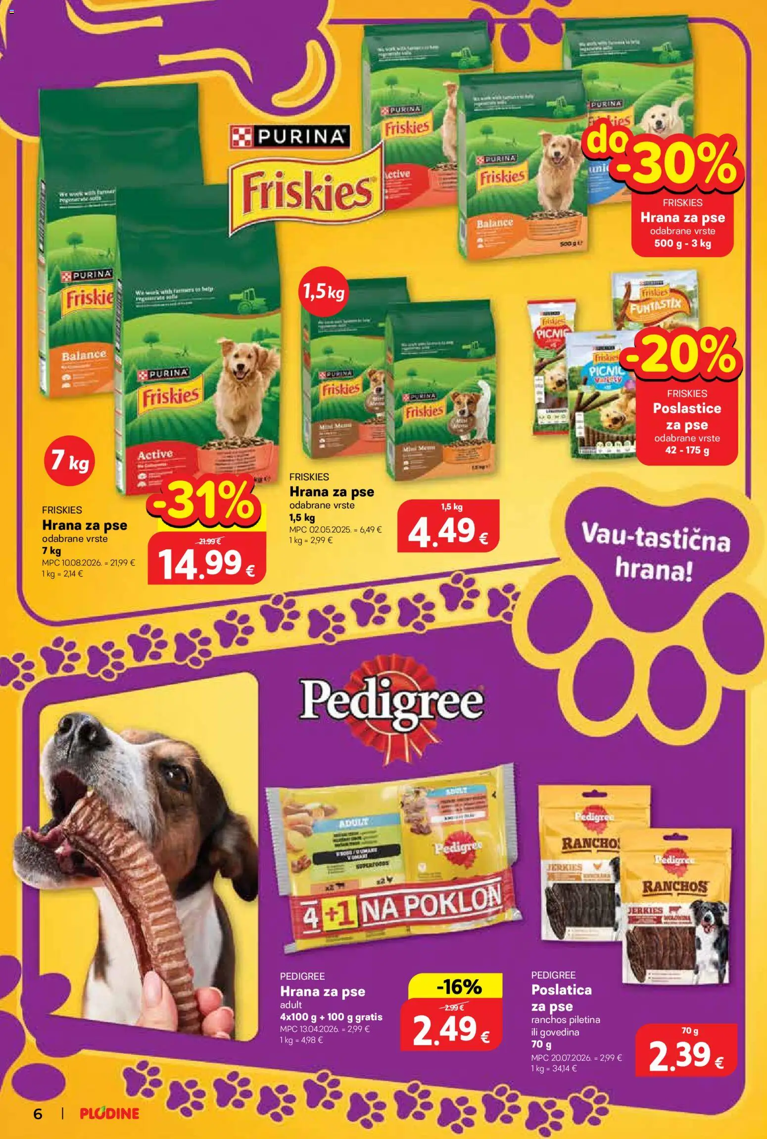 Plodine katalog | vrijedi od 01.10.2026 | Stranica: 6 | Proizvodi: Piletina, Hrana za pse, Govedina