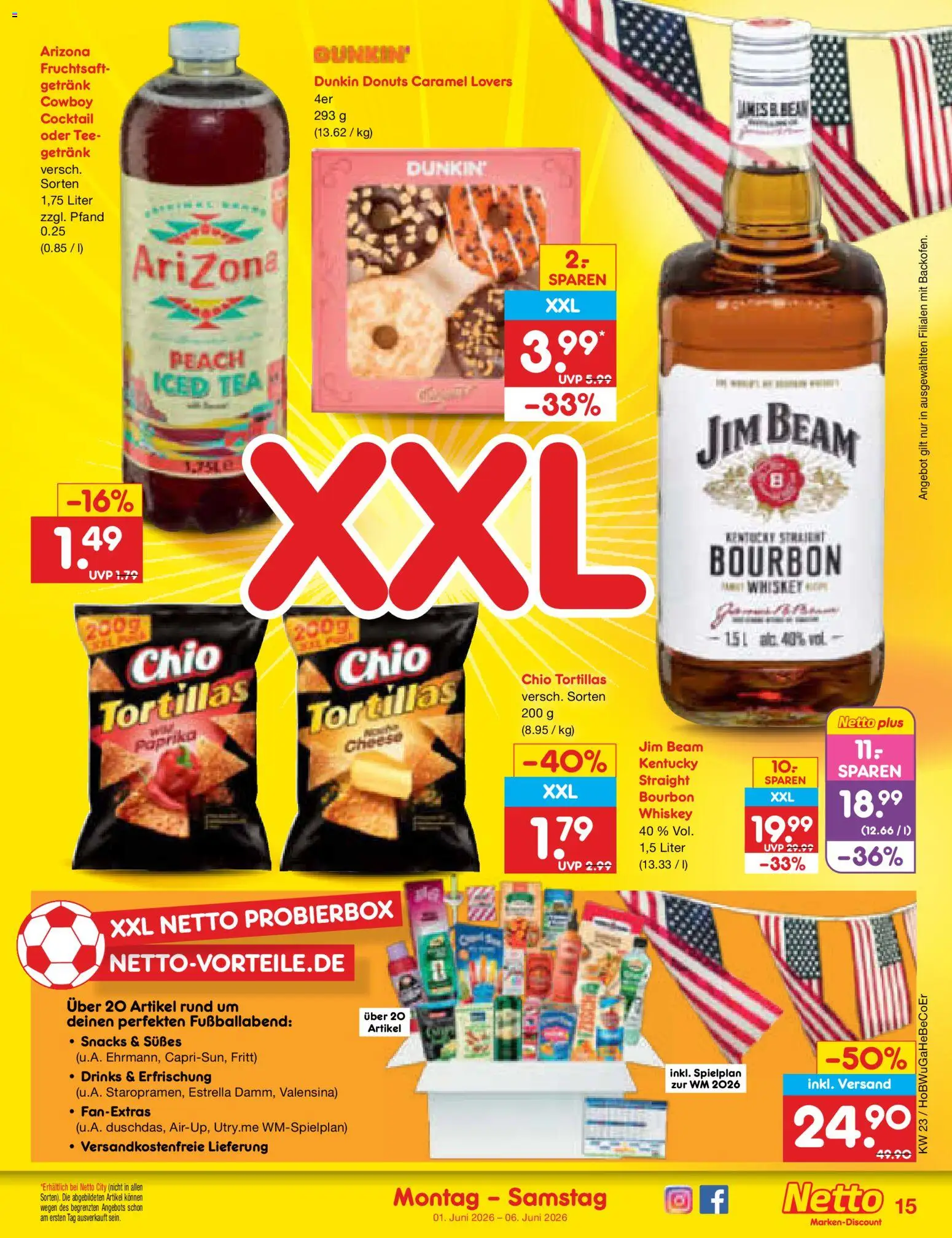 Netto Marken-Discount Prospekt – gültig ab 01.06.2026 | Seite: 17 | Produkte: Chio tortillas, Tee, Fruchtsaft, Whiskey
