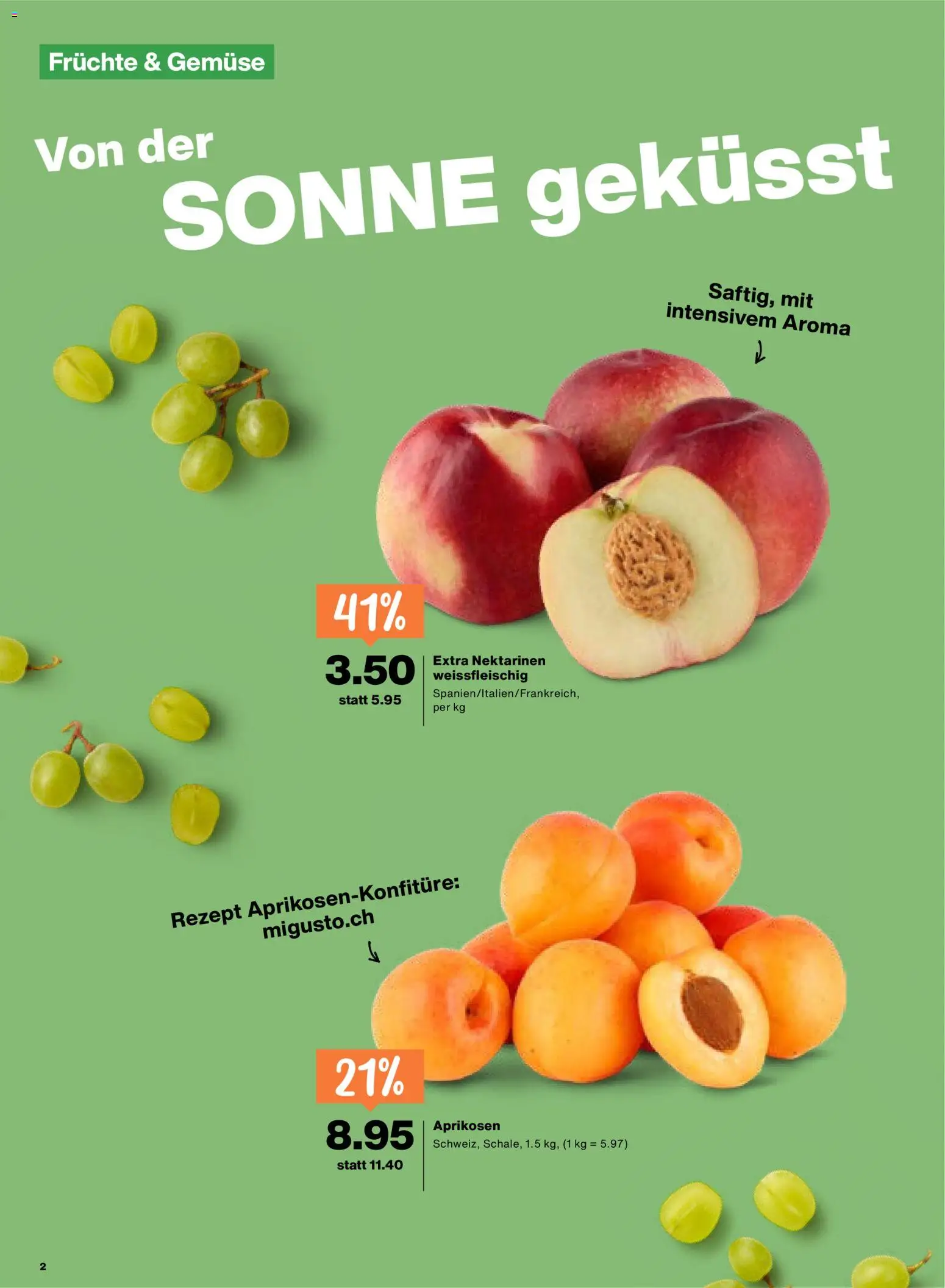 Migros aktionen – gültig ab 30.07.2026 | Seite: 2 | Produkte: Nektarinen, Gemüse, Früchte
