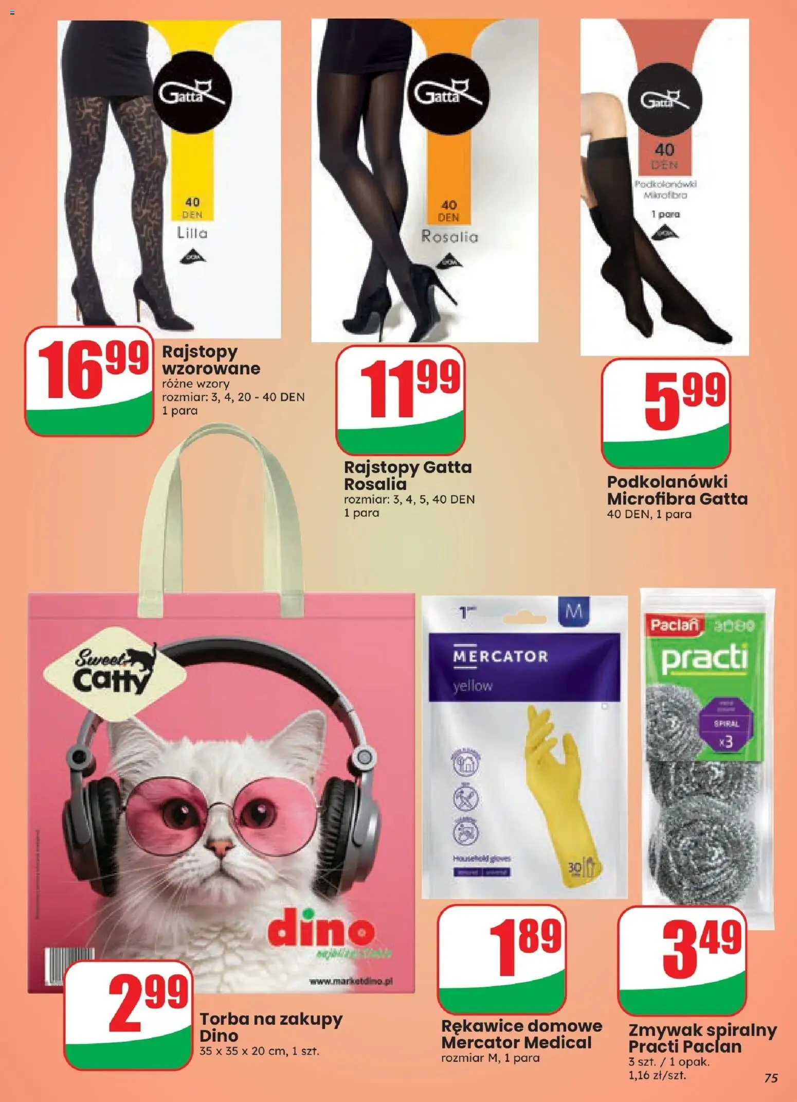 Dino gazetka od 21.10.2026 | Strona: 75 | Produkty: Rajstopy, Rajstopy Gatta, Gatta, Podkolanówki