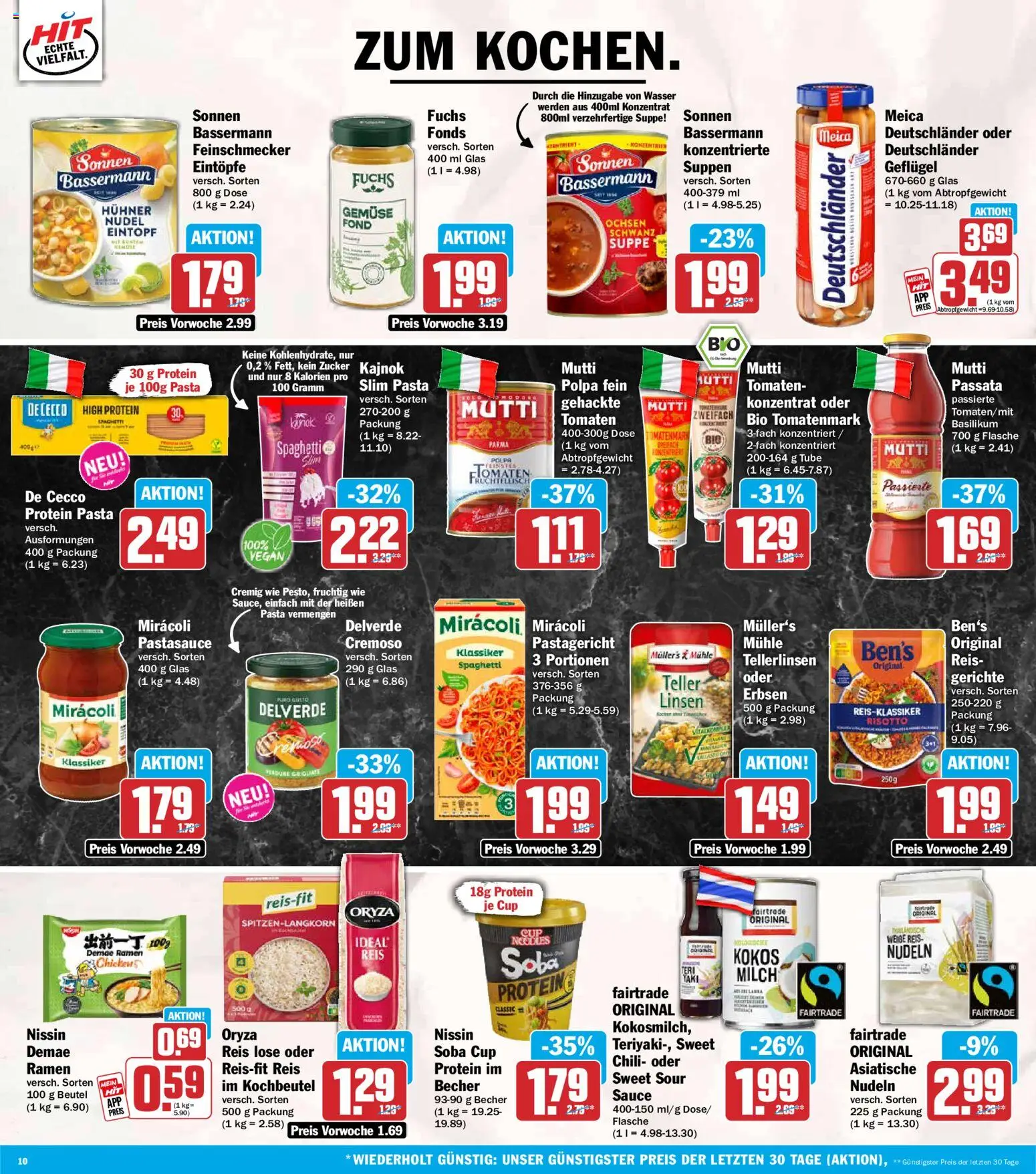 HIT Prospekt – gültig ab 31.08.2026 | Seite: 10 | Produkte: Meica, Wasser, Pasta, Erbsen