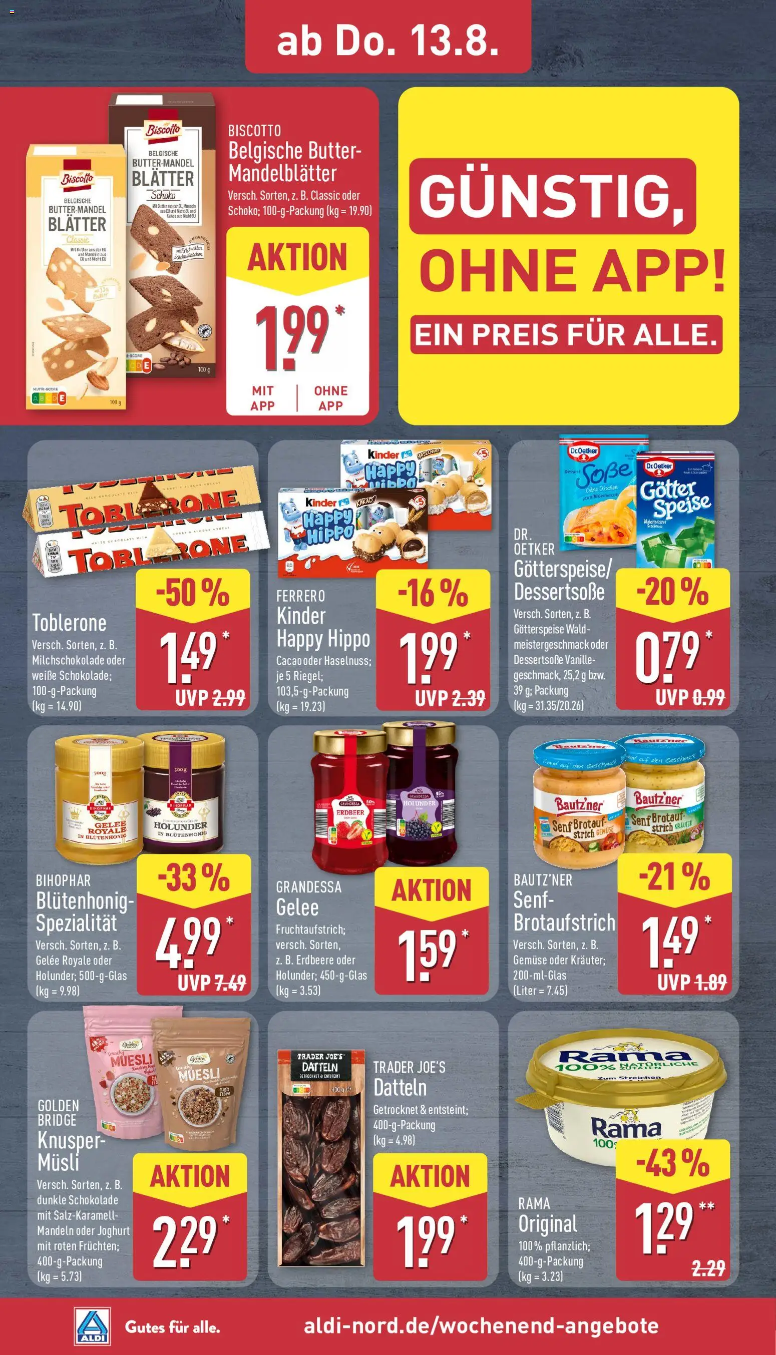 Aldi Prospekt – gültig ab 10.08.2026 | Seite: 32 | Produkte: Musli, Joghurt, Schokolade, Mandeln