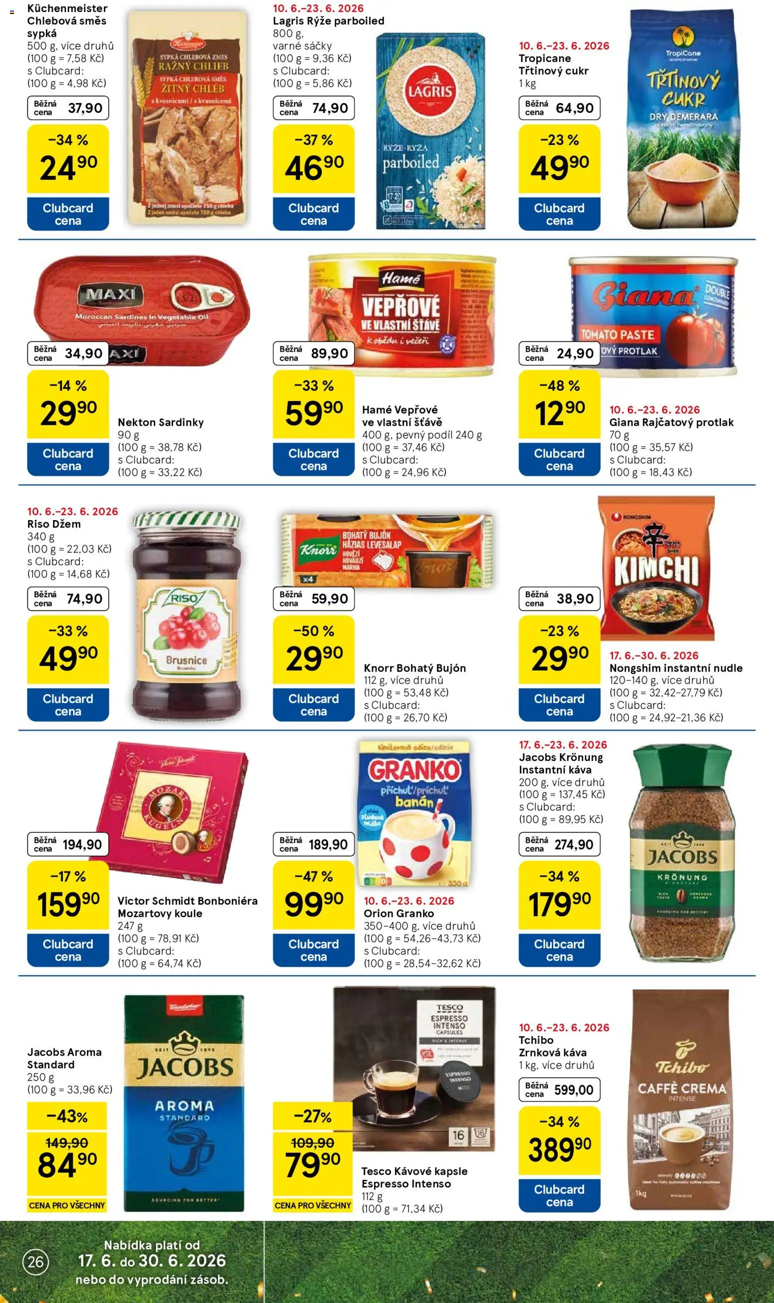 Tesco leták - Hypermarket od 17.06.2026 | Strana: 26 | Produkty: Džem, Kimchi, Bujón, Zrnková káva
