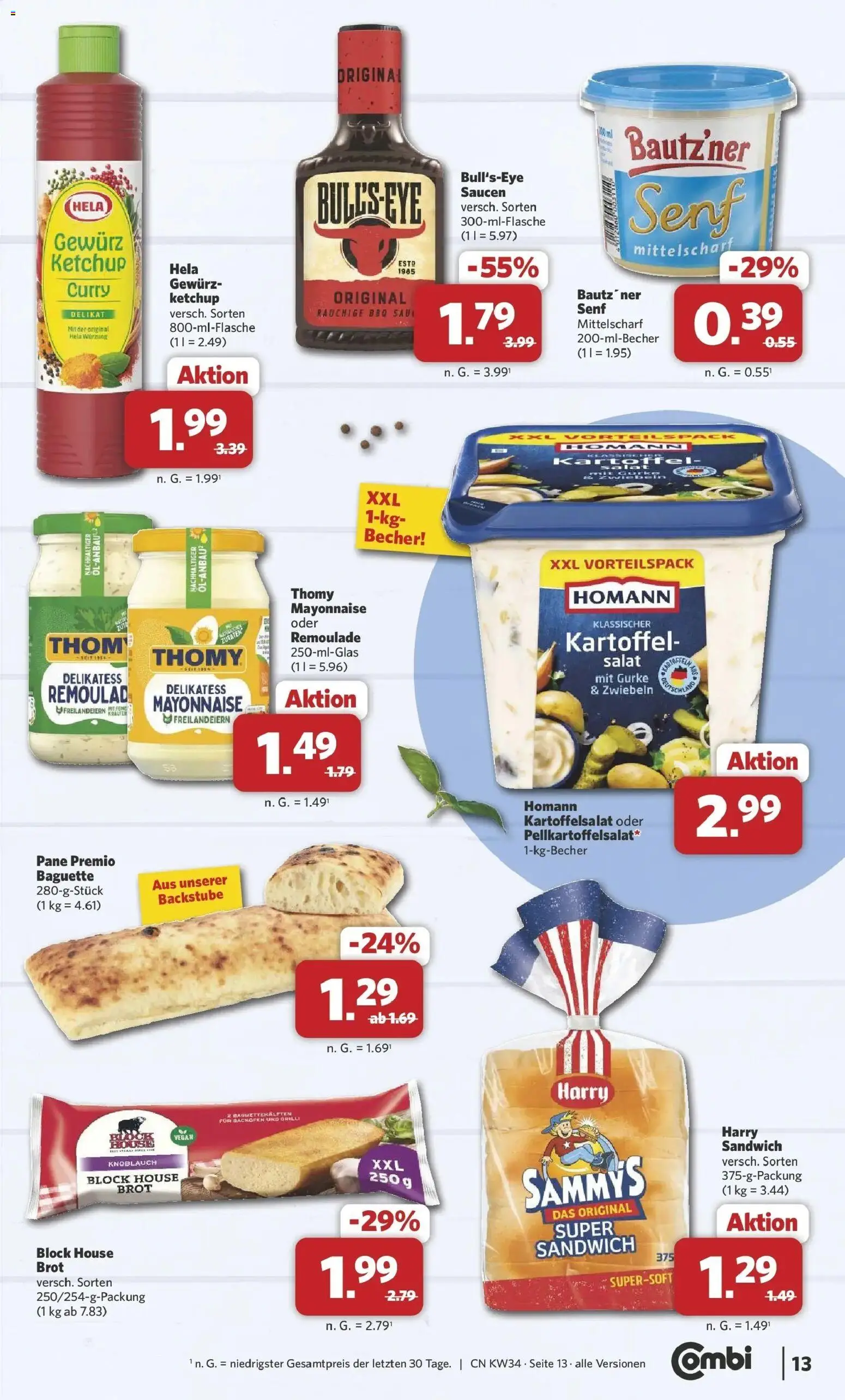 Combi Prospekt Dülmen (ab 17.08.2026) zum Blättern | Seite: 13 | Produkte: Zwiebeln, Brot, Ketchup, Salat