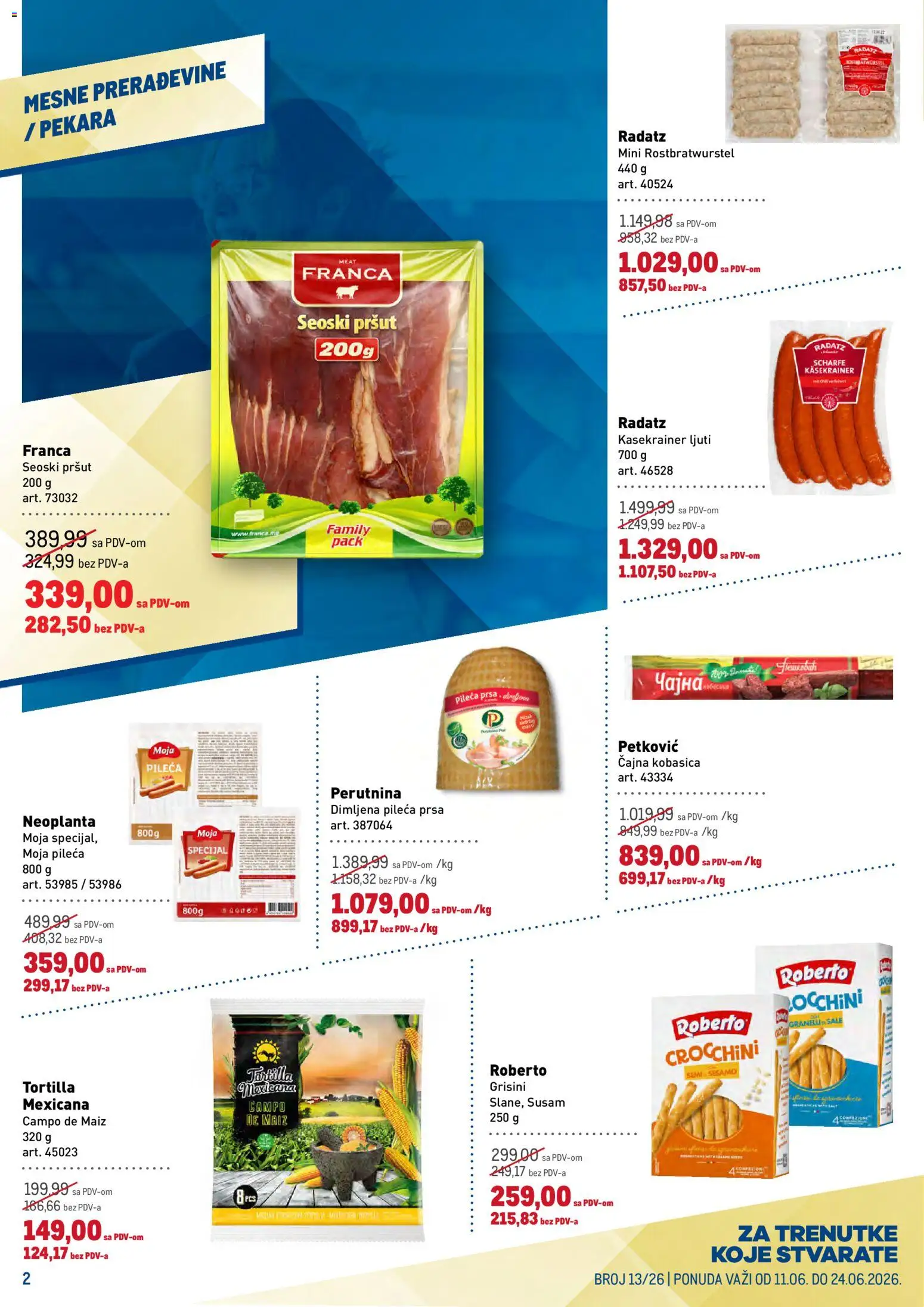 Metro katalog - važi od 11.06.2026 | Strana: 2 | Proizvode: Pileća prsa, Pršut, Pekara, Kobasica