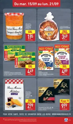 Aldi - Prévisualisation de NATURE VALLEY BARRES DE CÉRÉALES CRUNCHY, Barres de céréales crunchy au choix : avoine-miel ou avoine-chocolat noir. valide à partir de 15/09/2026 | Page: 13