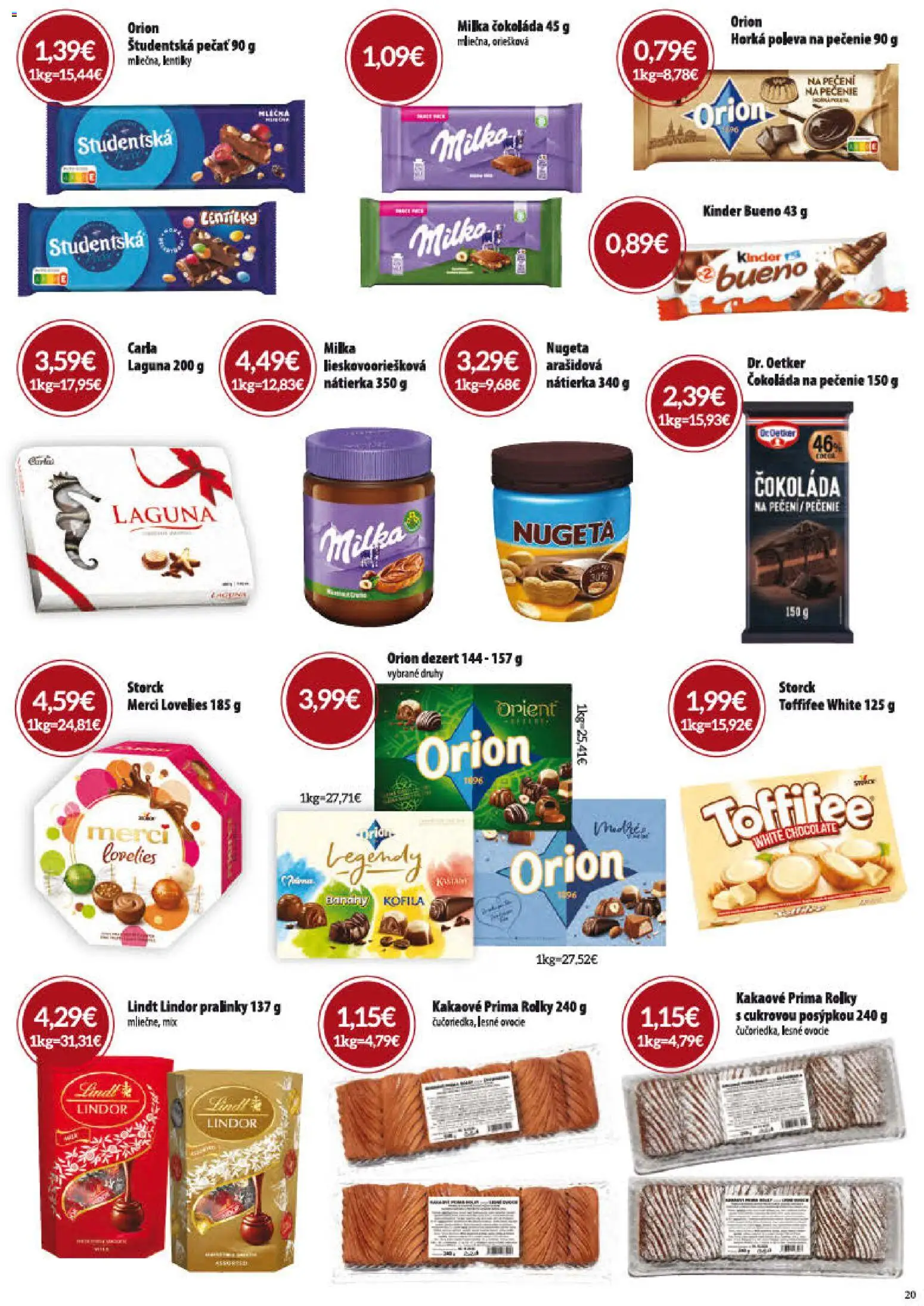 Nové CBA Verex akcie – leták je platný od 01.10.2026 | Strana: 20 | Produkty: Nátierka, Kinder Bueno, Pečeň, Študentská pečať