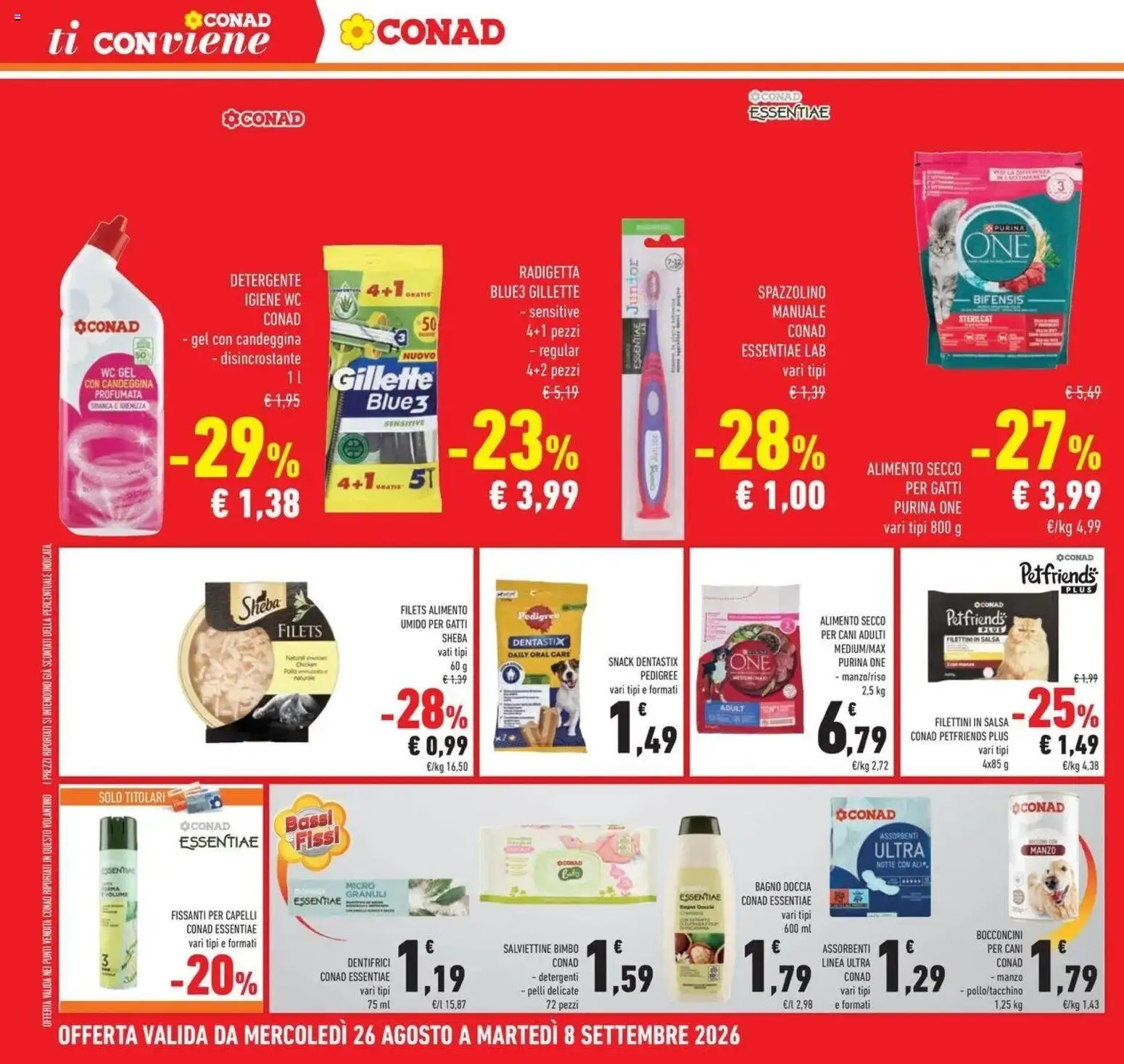 Volantino Conad dal 26/08/2026 > Anteprima | Pagina: 34 | Prodotti: Spazzolino, Salsa, Assorbenti, WC